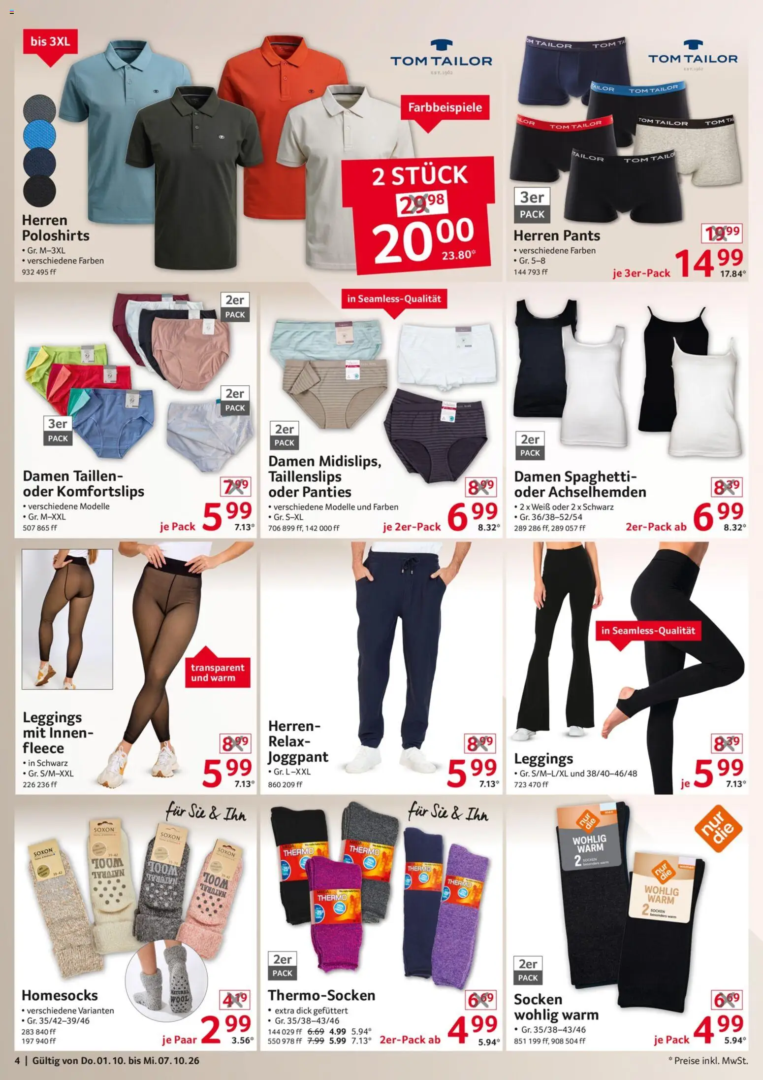Selgros Non Food – gültig ab 01.10.2026 | Seite: 4 | Produkte: Spaghetti, Socken, Leggings