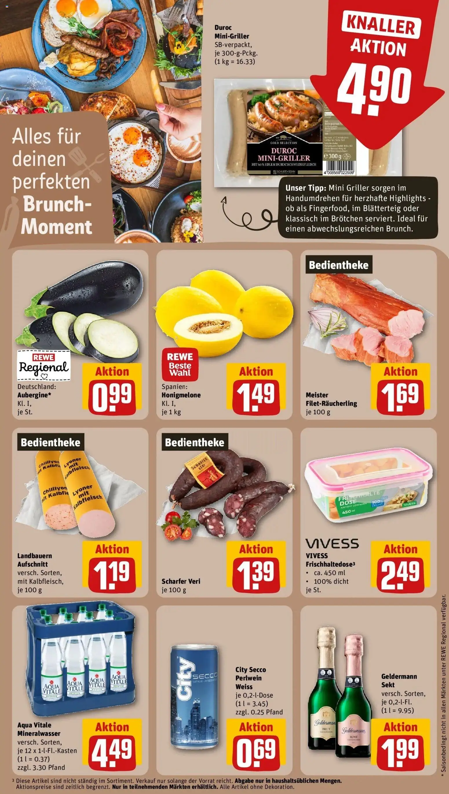 Rewe Prospekt Plochingen – gültig ab 13.07.2026 | Seite: 14 | Produkte: Mineralwasser, Honigmelone, Schweinefleisch, Griller