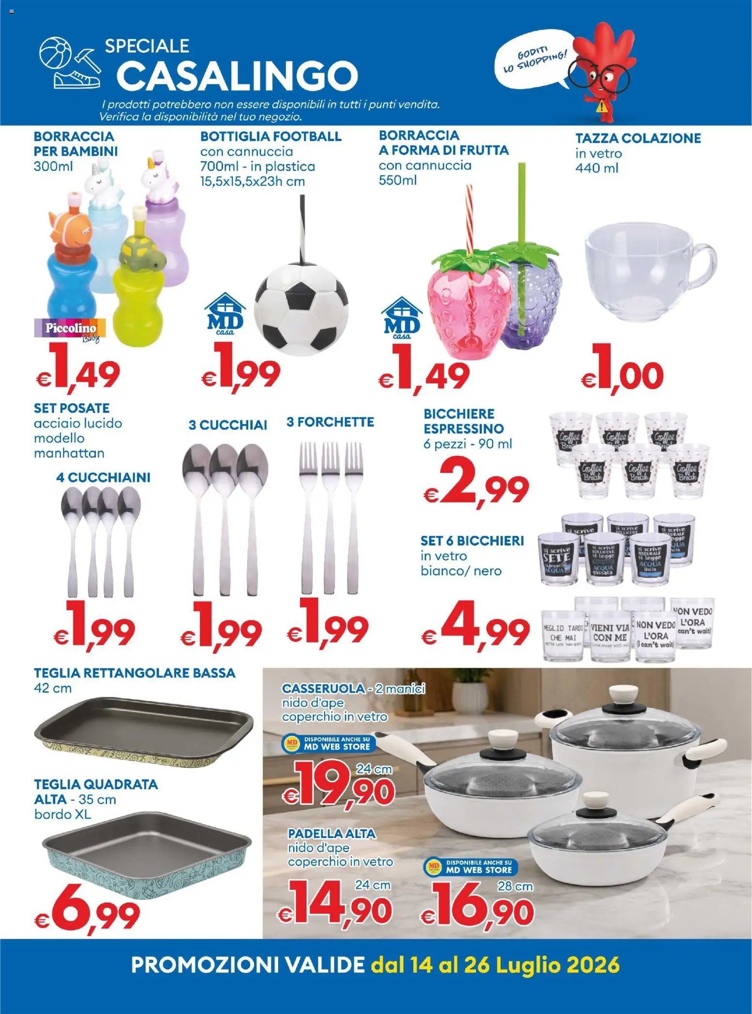 Volantino MD Discount del 14/07/2026 | Pagina: 23 | Prodotti: Teglia, The, Padella, Borraccia