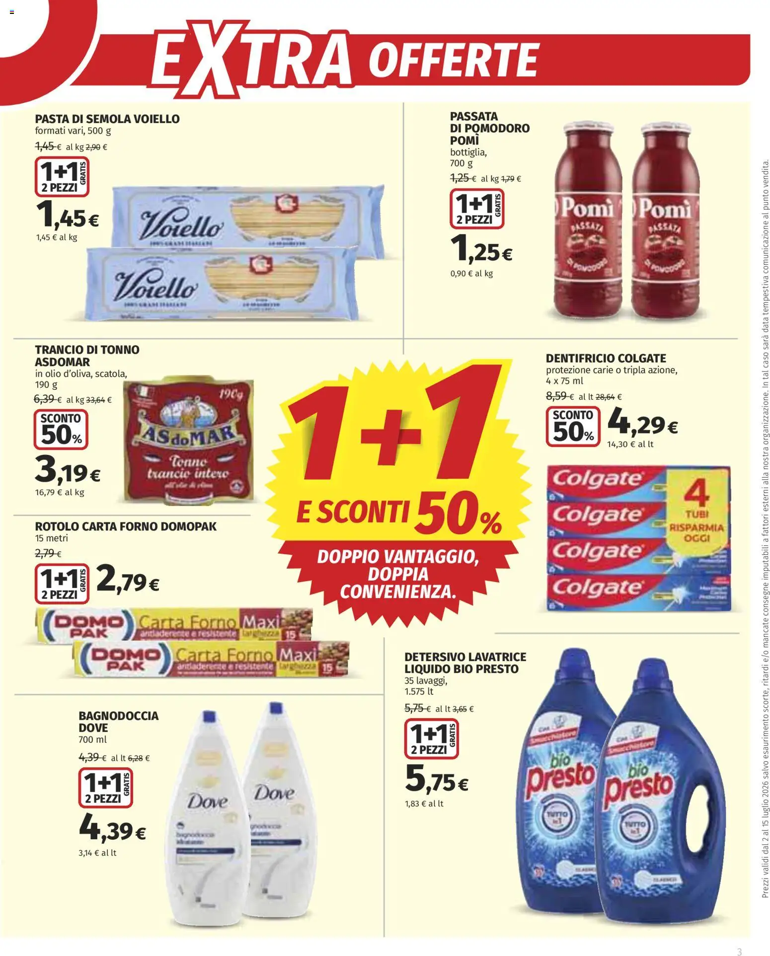 Volantino Ipercoop del 02/07/2026 | Pagina: 3 | Prodotti: Dentifricio, Lavatrice, Tonno, Carta forno