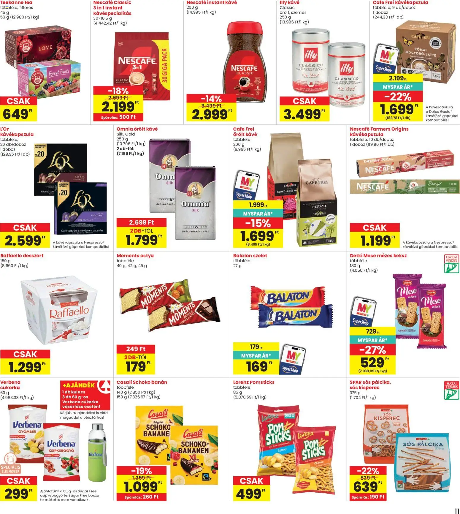 Interspar akciós ujság - amely érvényes a következő dátumtól: 21.05.2026 | Oldal: 11 | Termékek: Raffaello, Kulacs, Banán, Cukorka
