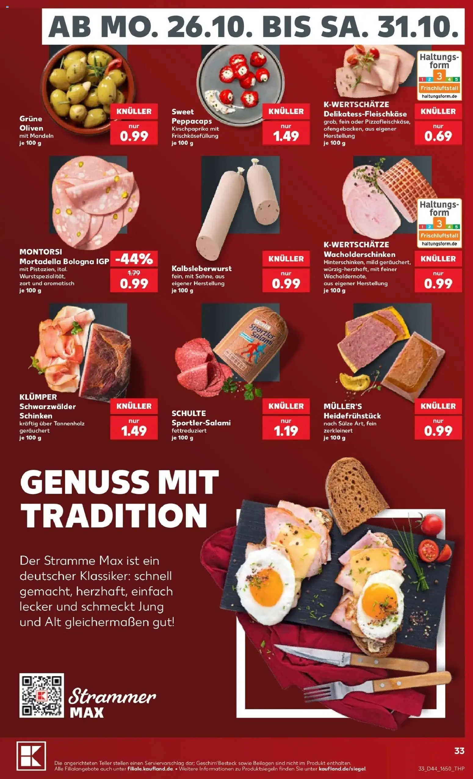 Prospekt Kaufland ab 26.10.2026 » Angebote Online zum Blättern | Seite: 45 | Produkte: Beilagen, Mandeln, Schinken