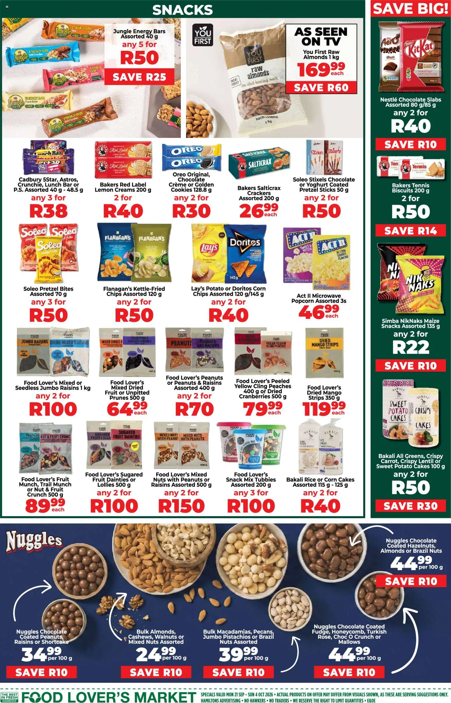 New Food Lover's Market catalogue – valid from 21/09/2026 | Page: 11 | Products: Oreo, Snacks, Cookies, Fruit
