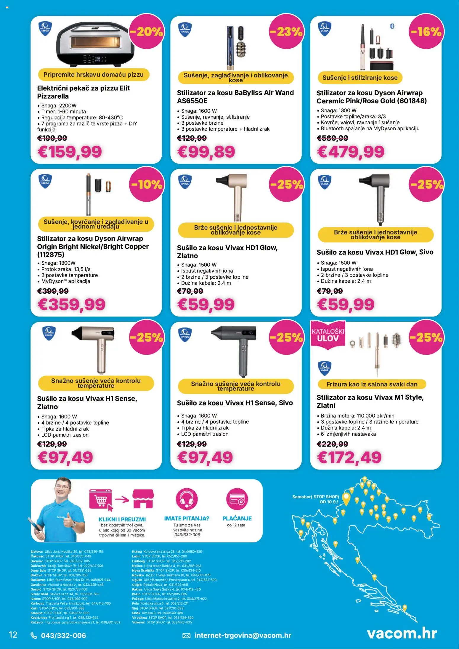 Vacom katalog | vrijedi od 12.08.2026 | Stranica: 12 | Proizvodi: Pekac, Sušilo za kosu, Pizza, Oblikovanje kose