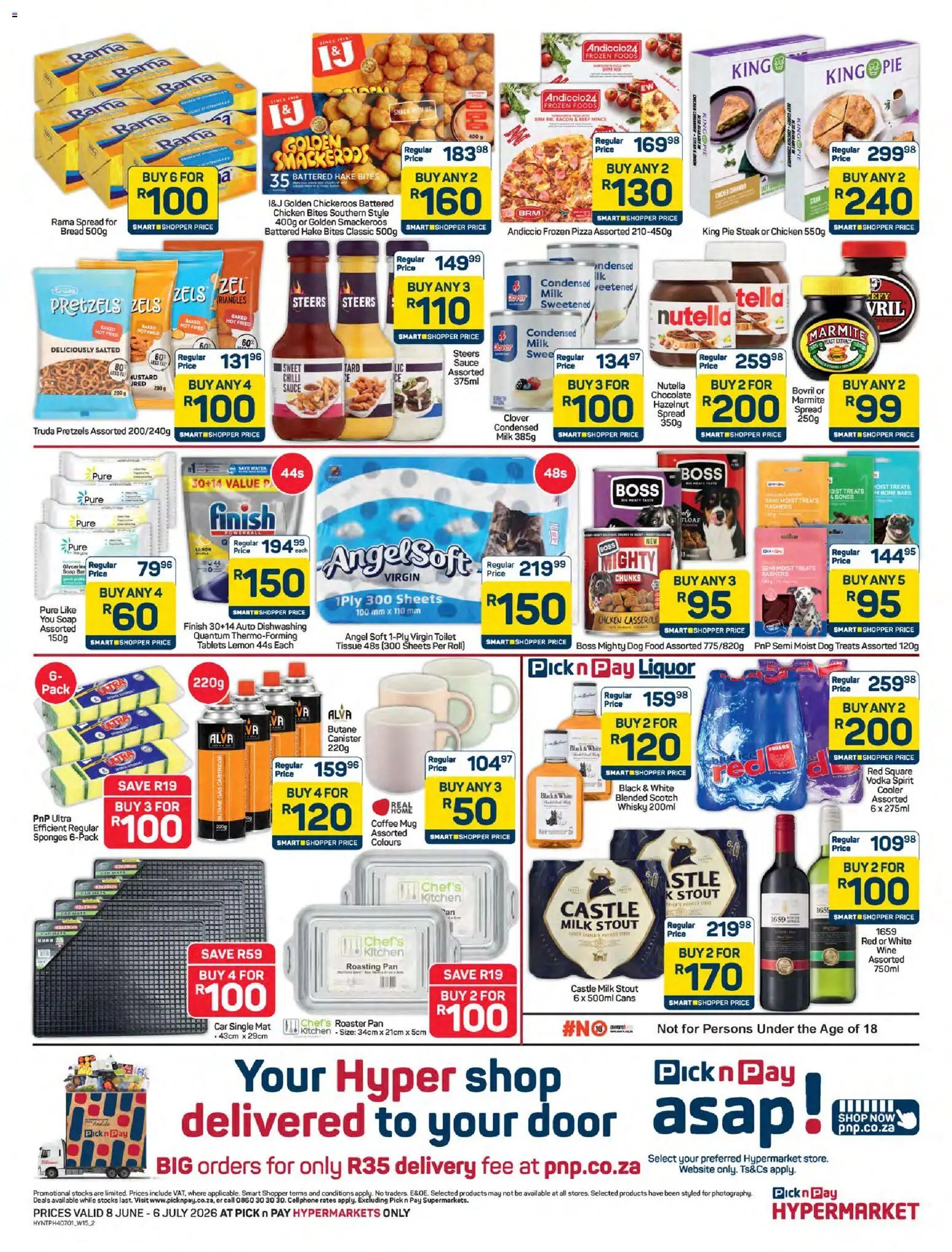 New Pick n Pay catalogue – valid from 08.06.2026 | Page: 2 | Products: Toilet, Milk, Vodka, Sauce
