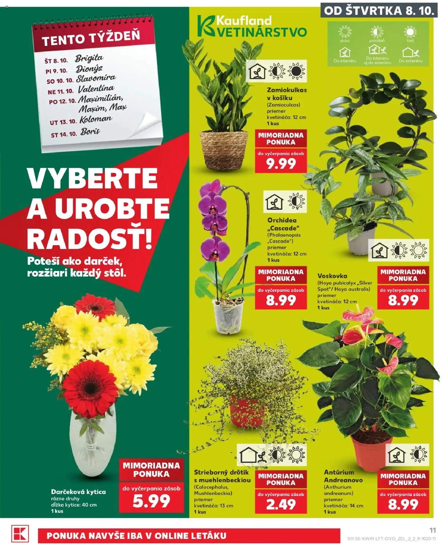 Kaufland SK akciós ujság - amely érvényes a következő dátumtól: 2026.10.08. | Oldal: 11 | Termékek: Orchidea, Tento, Só