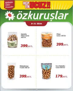 08 Ekim 2026 tarihinden itibaren geçerli olan Özkuruşlar kataloğu önizlemesi | Sayfa: 2 | Ürünler: Fındık, Ceviz