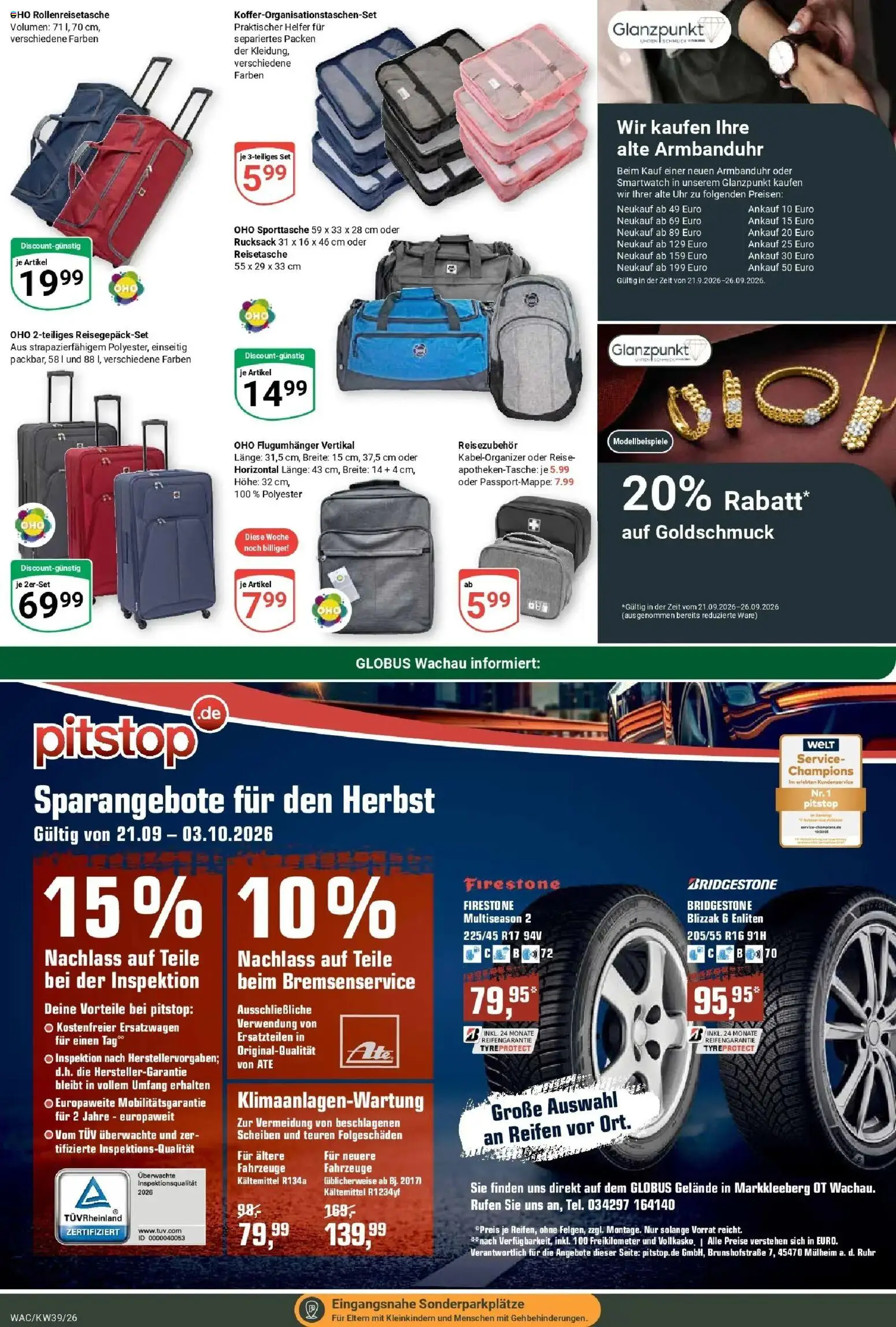 Globus Prospekt Markkleeberg (ab 21.09.2026) » Angebote online | Seite: 31 | Produkte: Smartwatch, Rucksack, Reisetasche, Uhr
