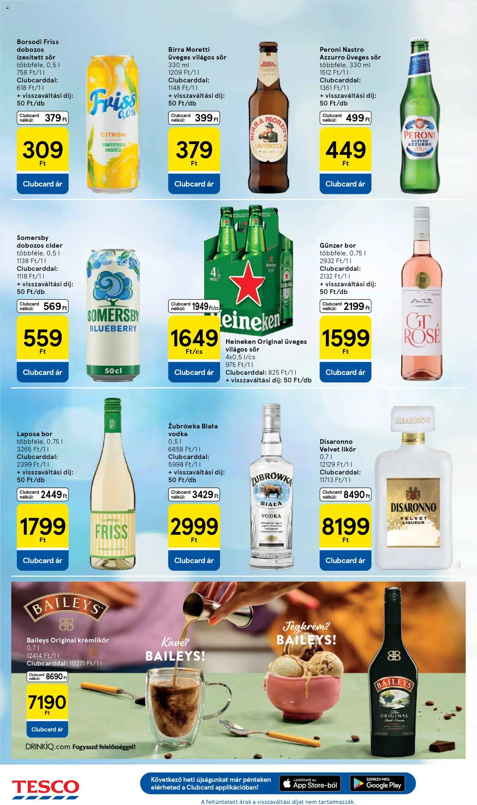 Tesco akciós ujság - amely érvényes a következő dátumtól: 2026.03.31. | Oldal: 30 | Termékek: Heineken, Krémlikőr, Cider, Bor