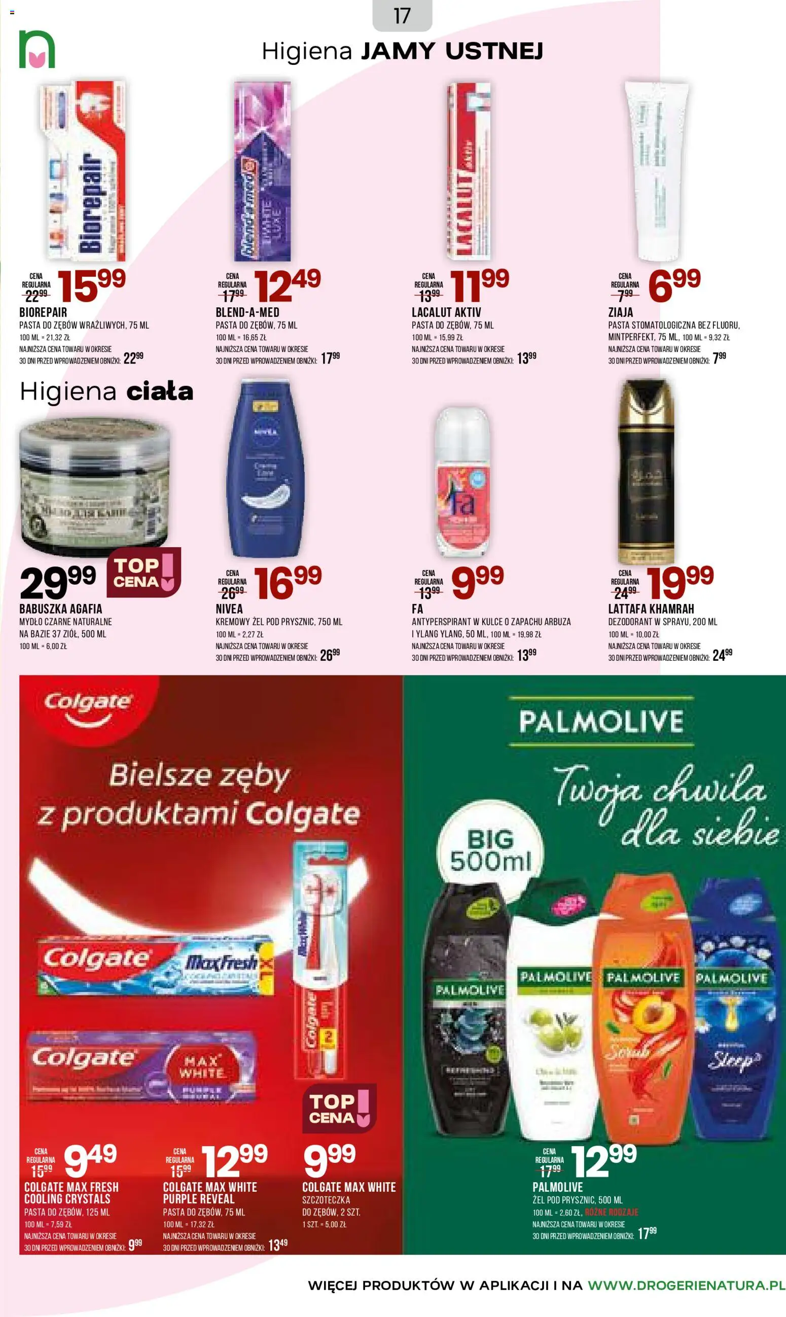 Drogerie Natura gazetka od 17.06.2026 | Strona: 17 | Produkty: Dezodorant, Antyperspirant, Lacalut, Pasta do zębów