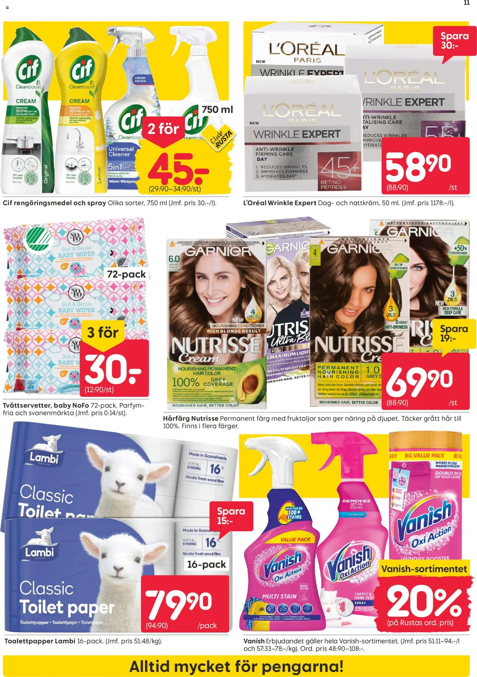 Rusta reklamblad aktuell från 20/07/2026 | Sida: 11 | Produkter: Parfym, Hårfärg, Rengöringsmedel, Toalettpapper