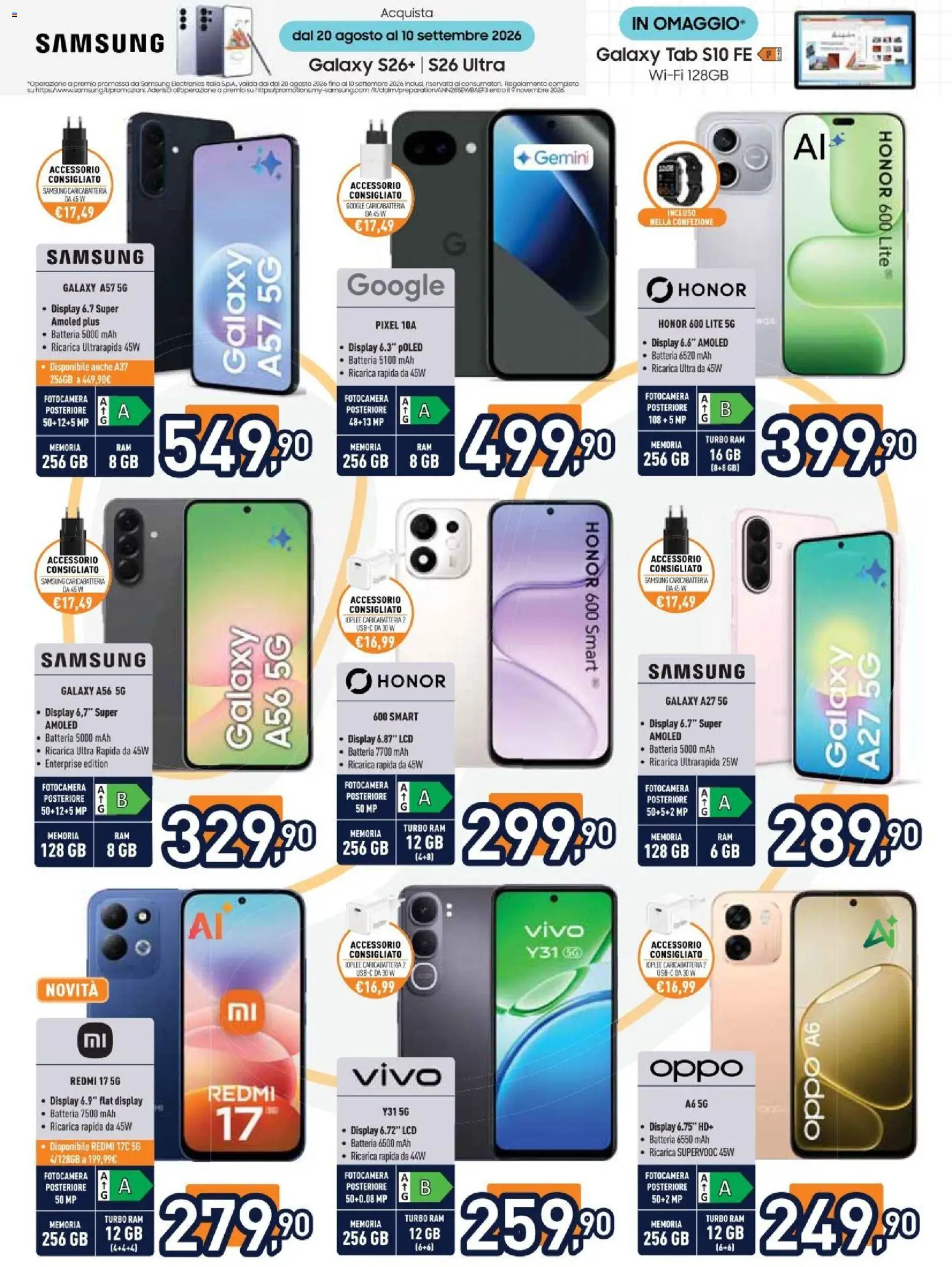 Volantino Unieuro del 07/09/2026 | Pagina: 20 | Prodotti: Samsung Galaxy, Fotocamera, Batteria, Samsung