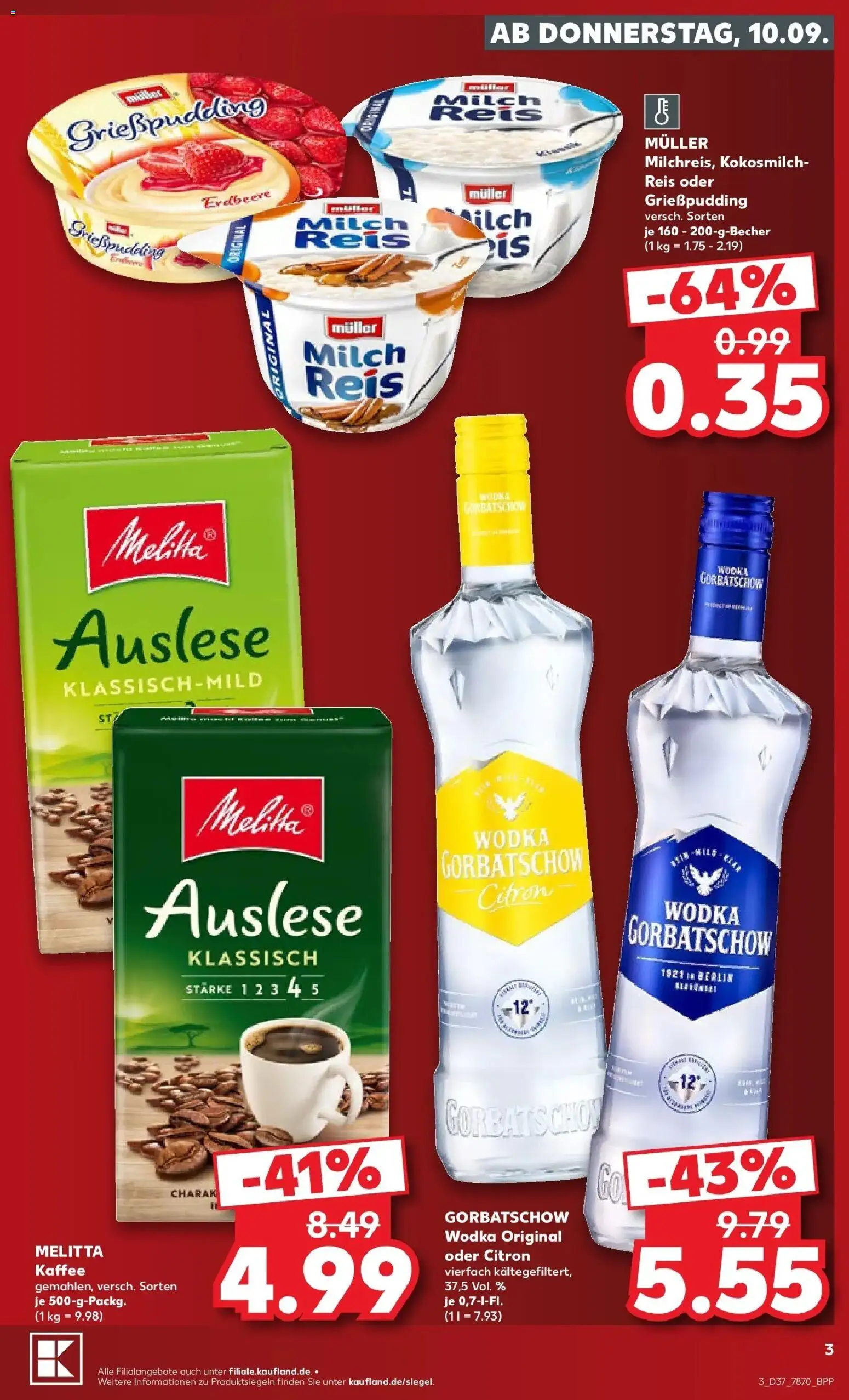Kaufland Prospekt Weiterstadt – gültig ab 07.09.2026 | Seite: 12 | Produkte: Melitta, Milch, Reis, Wodka