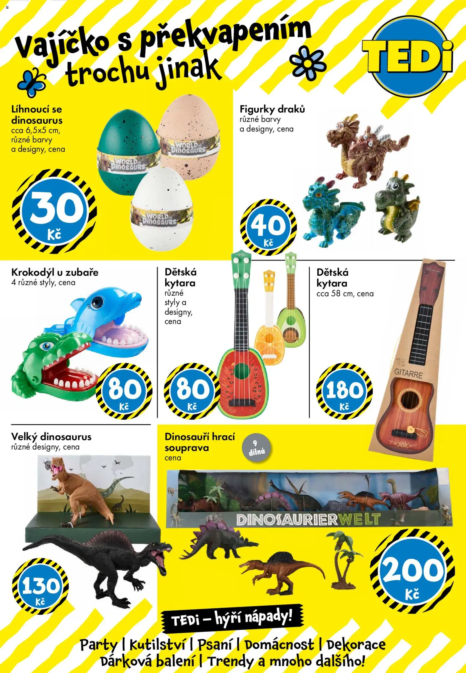 TEDi leták od 13.03.2026 | Strana: 22 | Produkty: Dinosaurus, Dětská kytara, Barvy, Dekorace