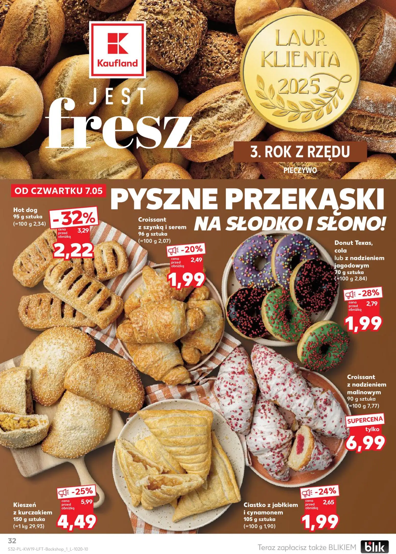Kaufland gazetka od 07.05.2026 | Strona: 32 | Produkty: Pieczywo, Szynka, Donut