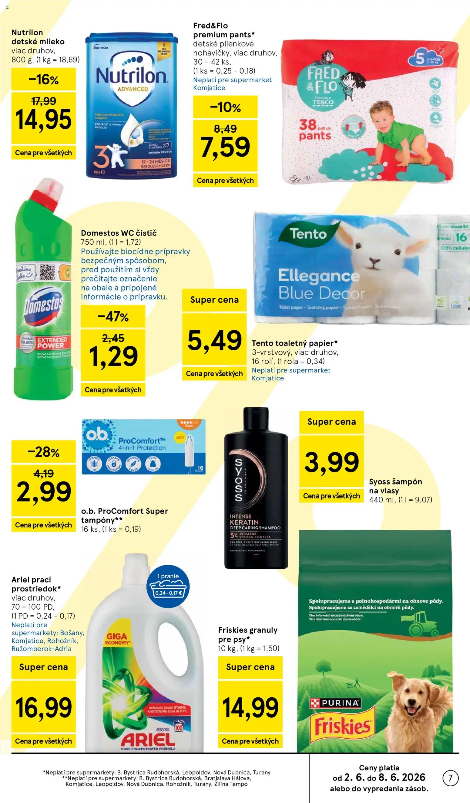 Nové Tesco akcie – leták je platný od 03.06.2026 | Strana: 7 | Produkty: Mlieko, Wc, Nutrilon, Domestos