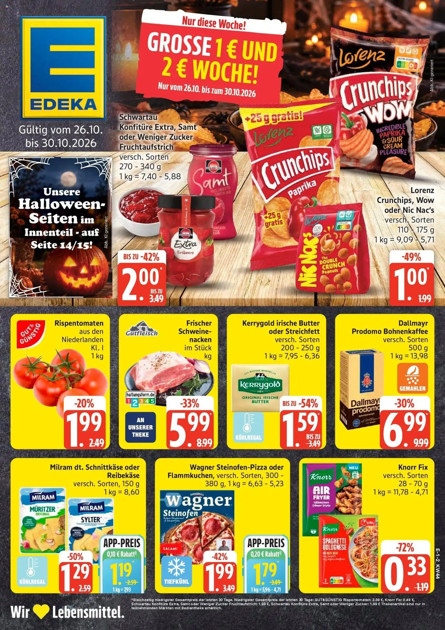 Edeka Prospekt Großenwiehe (ab 26.10.2026) » Angebote Online | Seite: 1 | Produkte: Hahnchen, Butter, Theke, Paprika