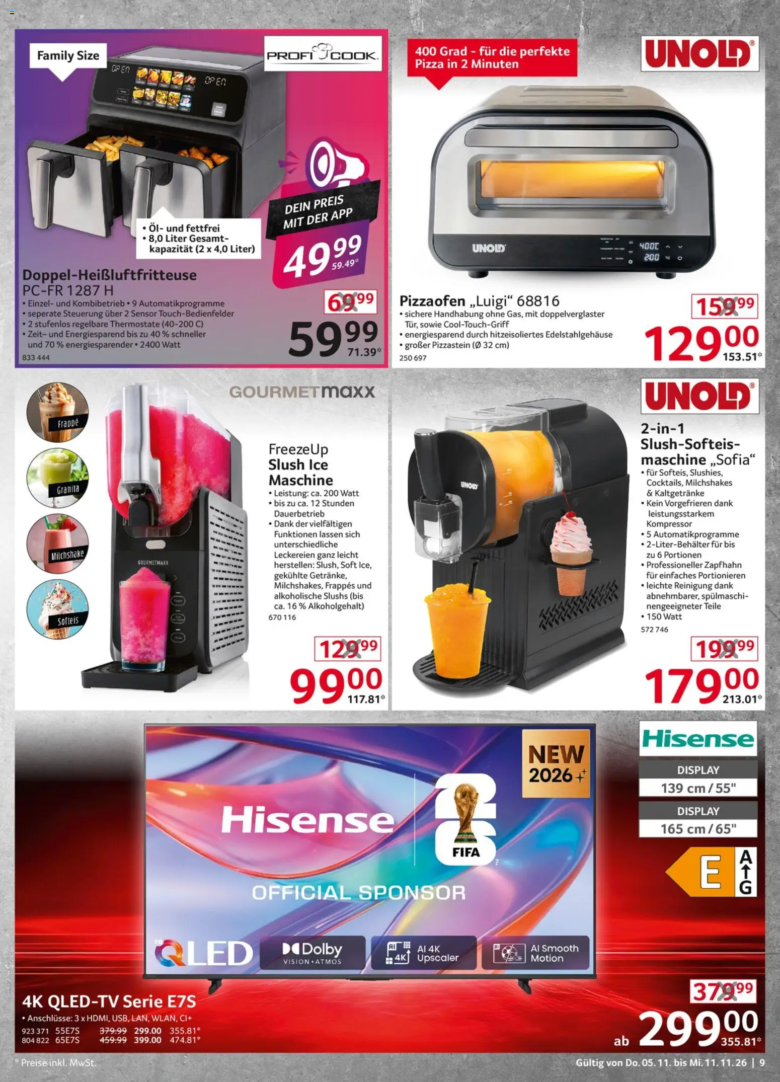 Selgros Non Food – gültig ab 05.11.2026 | Seite: 9 | Produkte: Hisense, Öl, Pizza