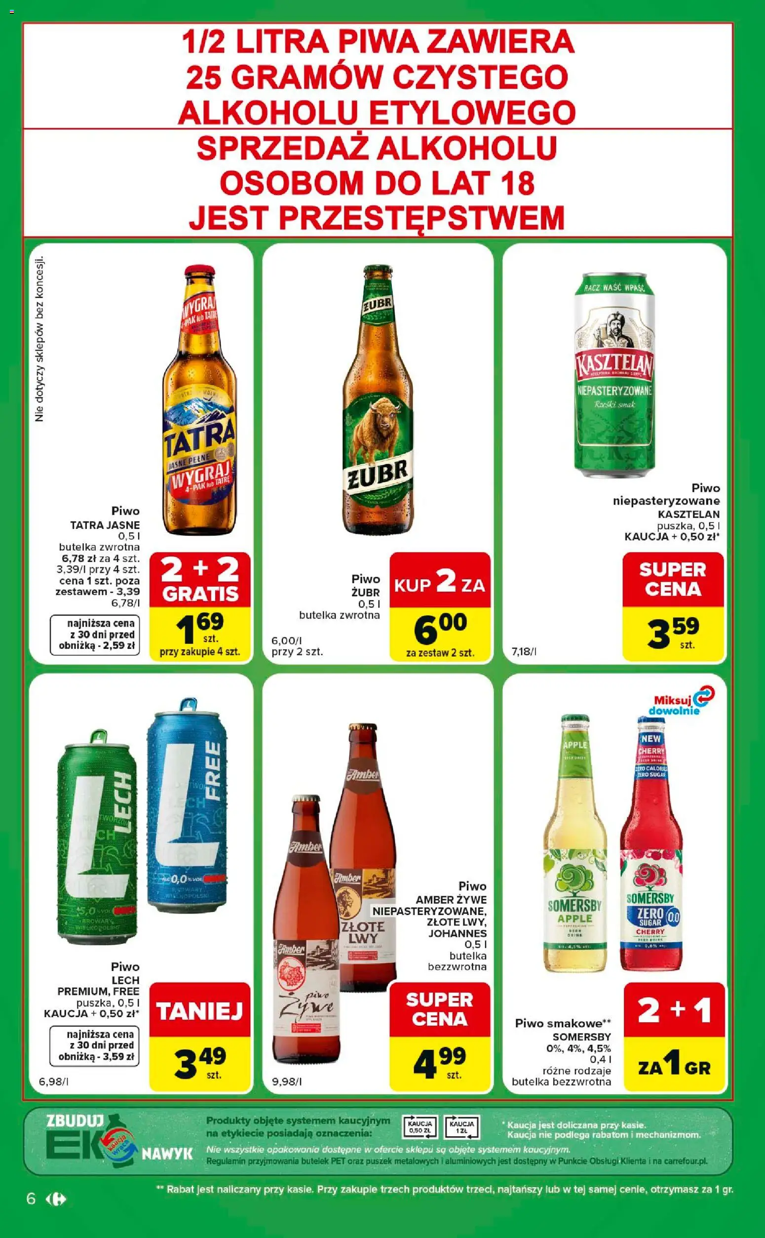 Carrefour gazetka - Express od 11.08.2026 | Strona: 6 | Produkty: Piwo żywe, Lech, Somersby, Piwo niepasteryzowane
