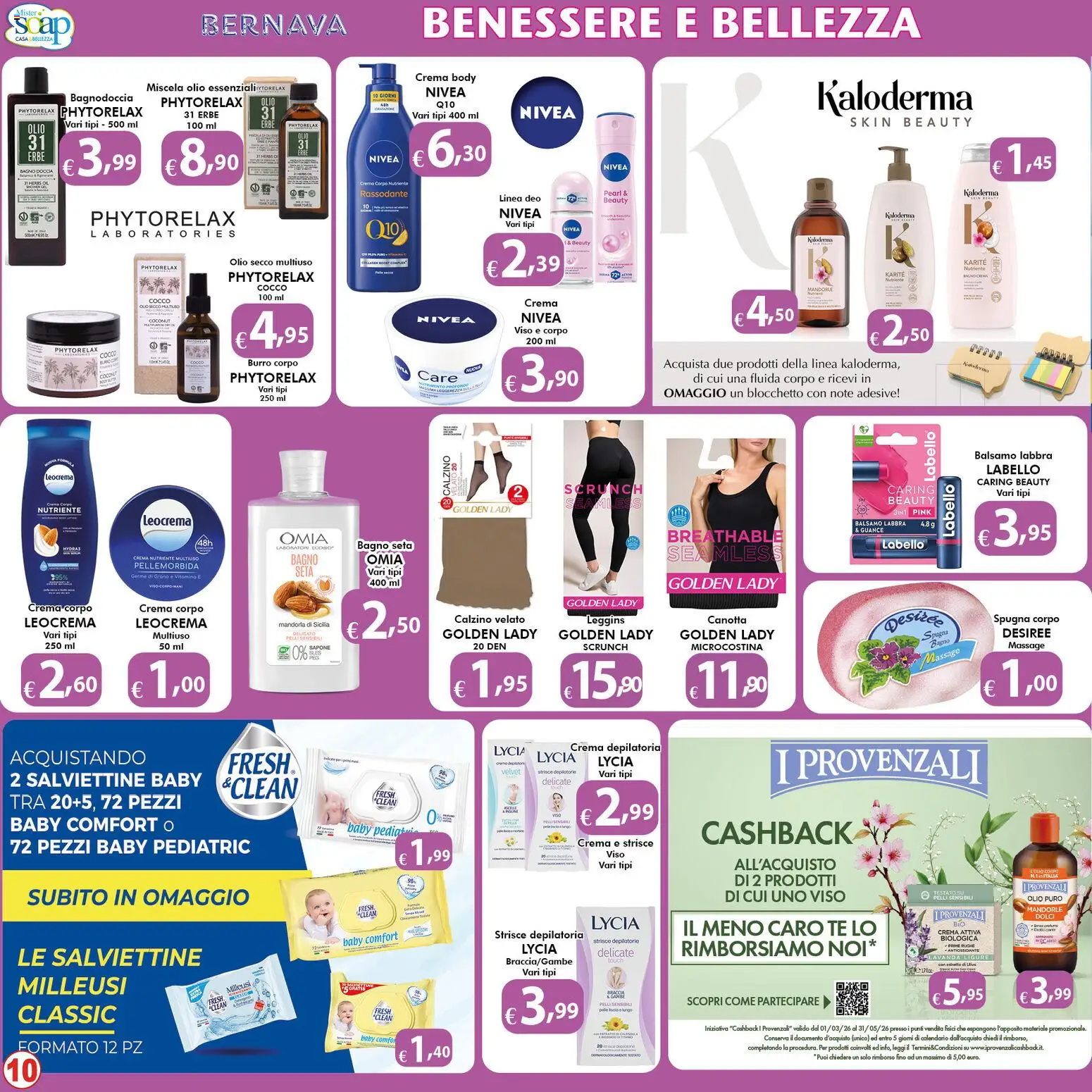 Volantino Bernava del 10.04.2026 | Pagina: 10 | Prodotti: Spugna, Balsamo, Olio, Leggins