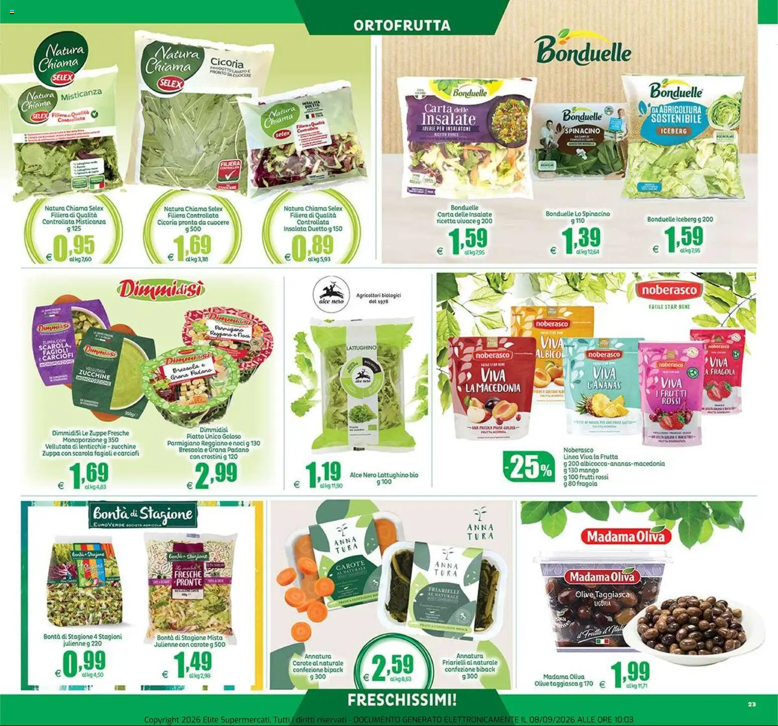Volantino Elite Supermercati del 10/09/2026 | Pagina: 23 | Prodotti: Fagioli, Carote, Crostini, Parmigiano