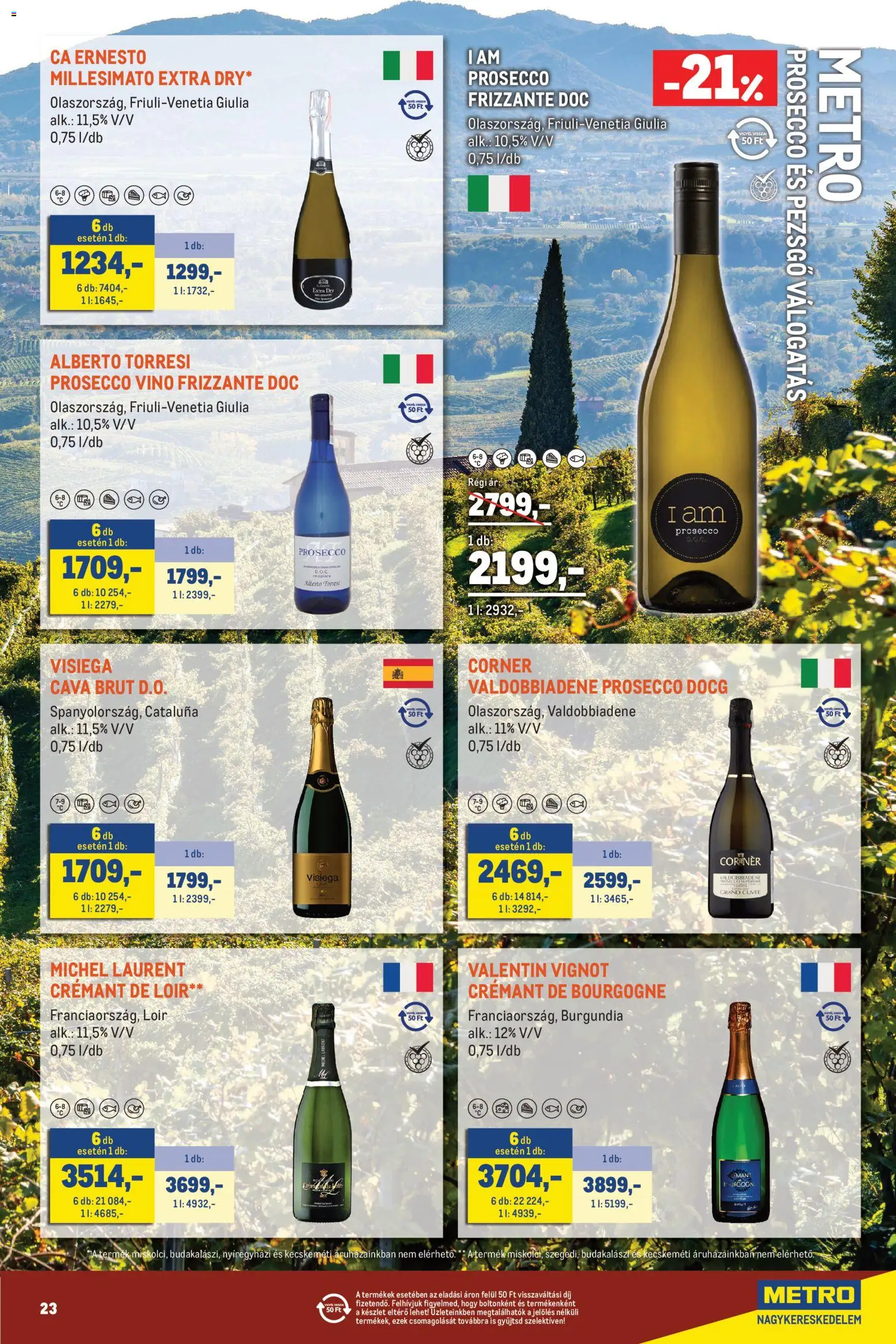 Metro akciós ujság - amely érvényes a következő dátumtól: 2026.10.01. | Oldal: 23 | Termékek: Prosecco, Pezsgő, Cuvée