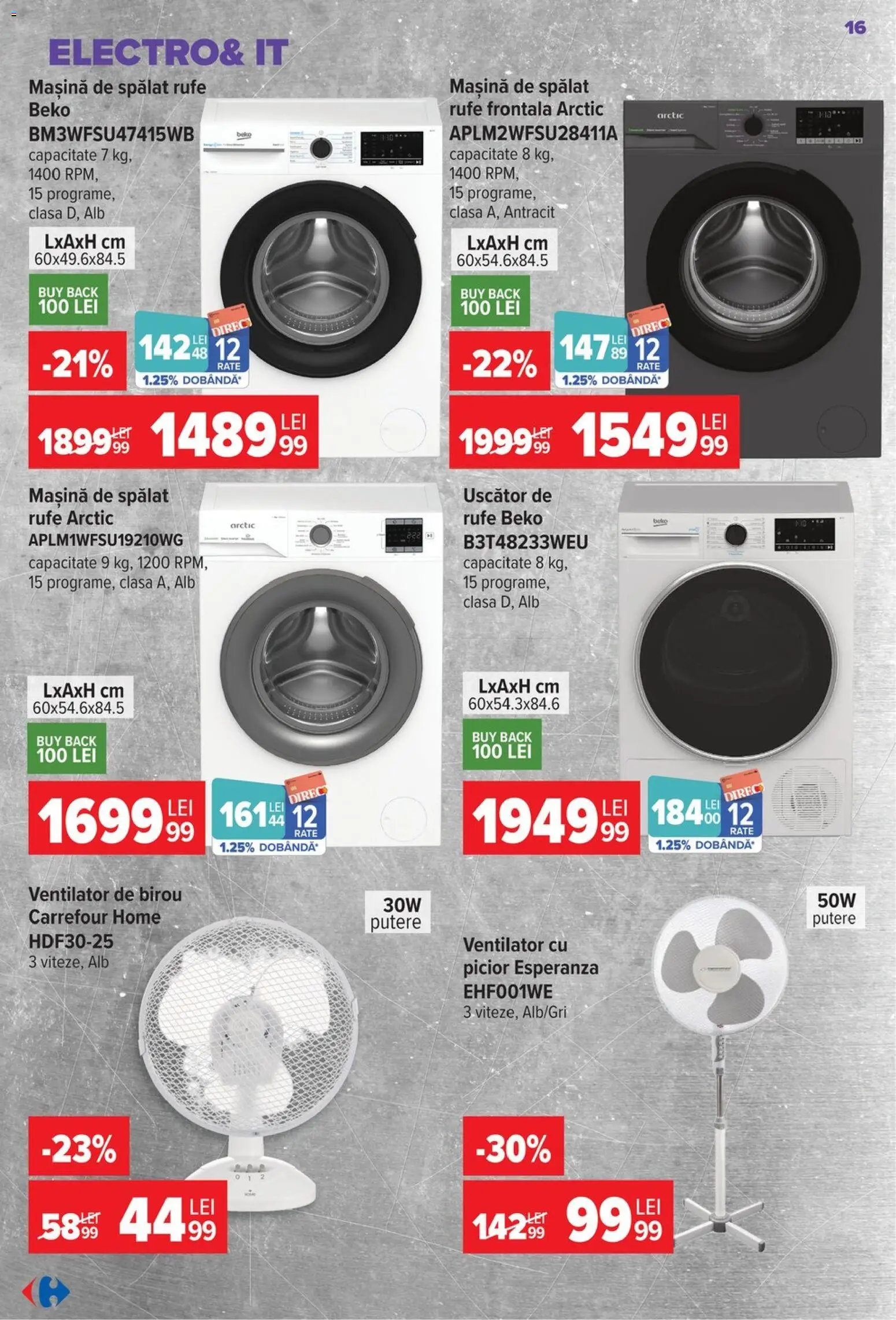Noul catalog Carrefour – valabil de la 17.06.2026 | Pagină: 18 | Produse: Mașină De Spălat, Uscător, Çikolatalı gofret, Ventilator