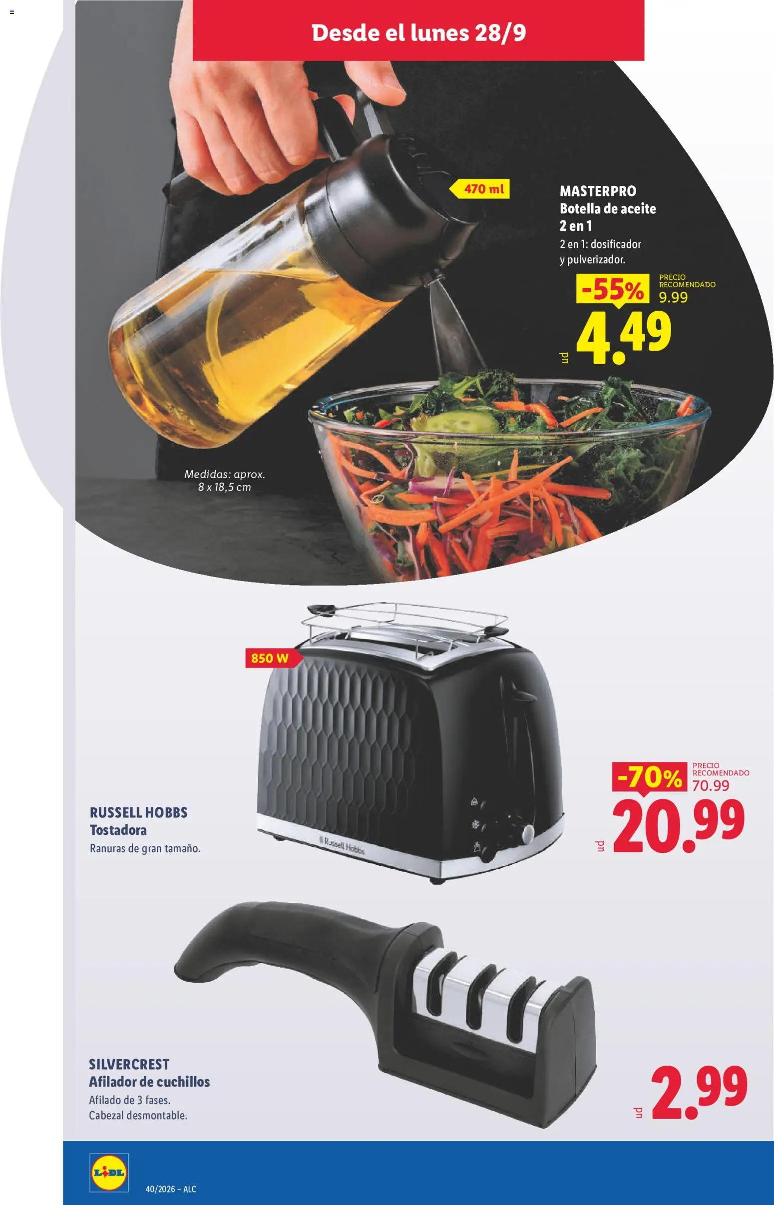 Lidl folleto de bazar │ válido desde el 28/09/2026 | Página: 18 | Productos: Aceite, Cuchillos, Tostadora