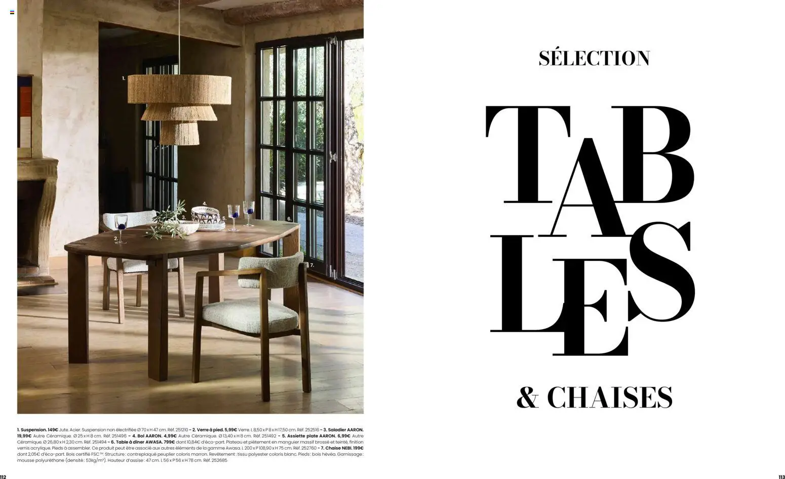 {H1} | Page: 57 | Produits: Plateau, Bol, Suspension, Chaise
