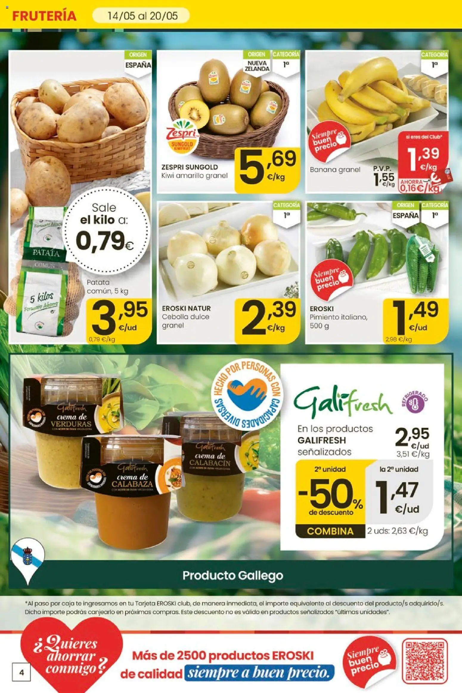 Eroski Quieres ahorrar conmigo │ válido desde el 14.05.2026 | Página: 4 | Productos: Calabacín, Kiwi, Té, Caja