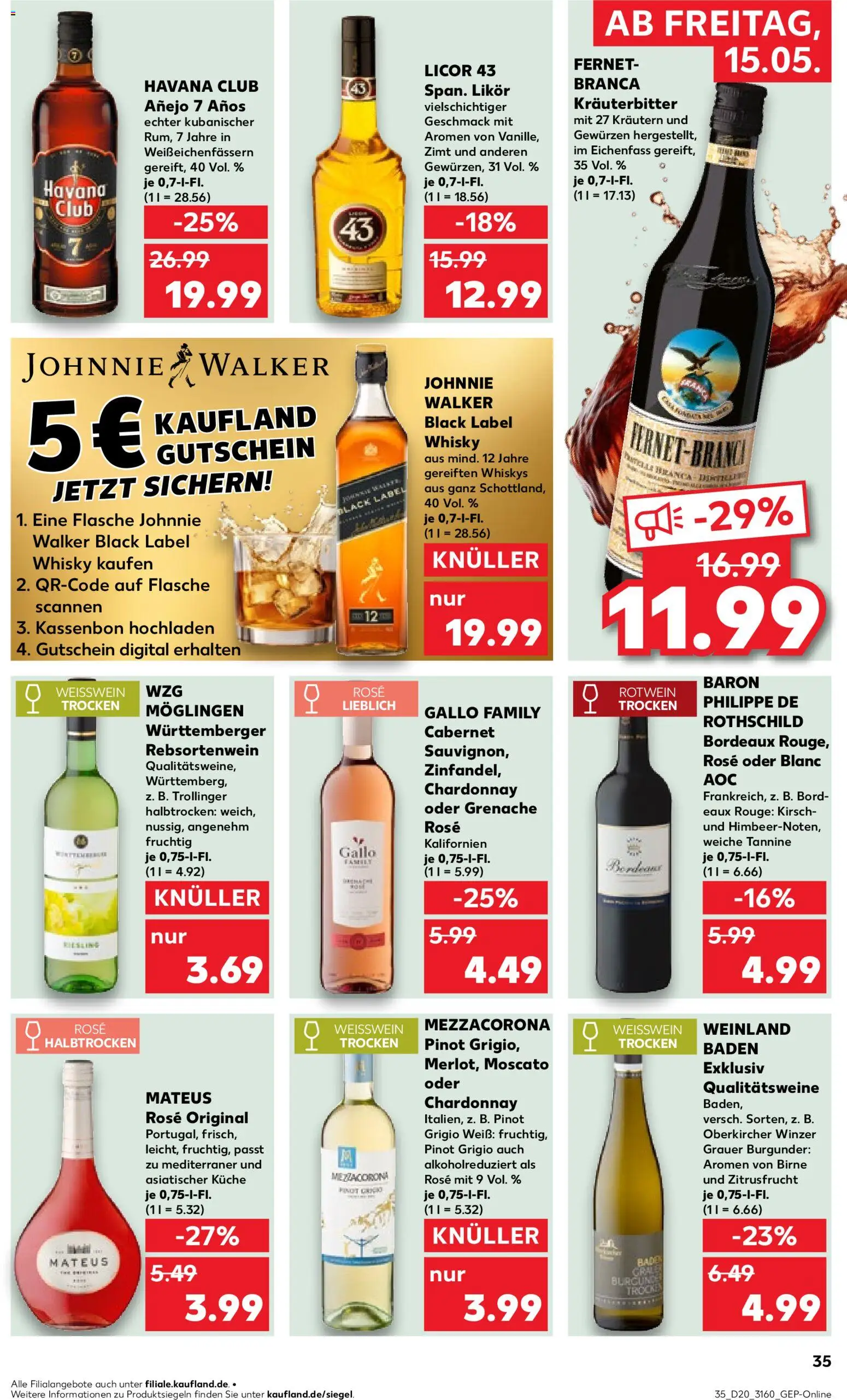 Kaufland Prospekt Frankfurt (Oder)	 – gültig ab 15.05.2026 | Seite: 35 | Produkte: Whisky, Weißwein, Küche, Johnnie walker