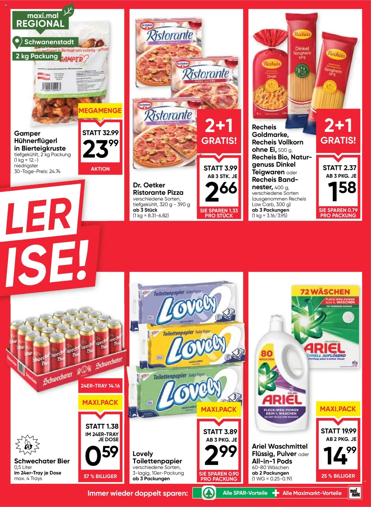 Maximarkt Flugblatt gültig ab 15.10.2026 | Seite: 3 | Produkte: Spaghetti, Pizza, Bier, Waschmittel