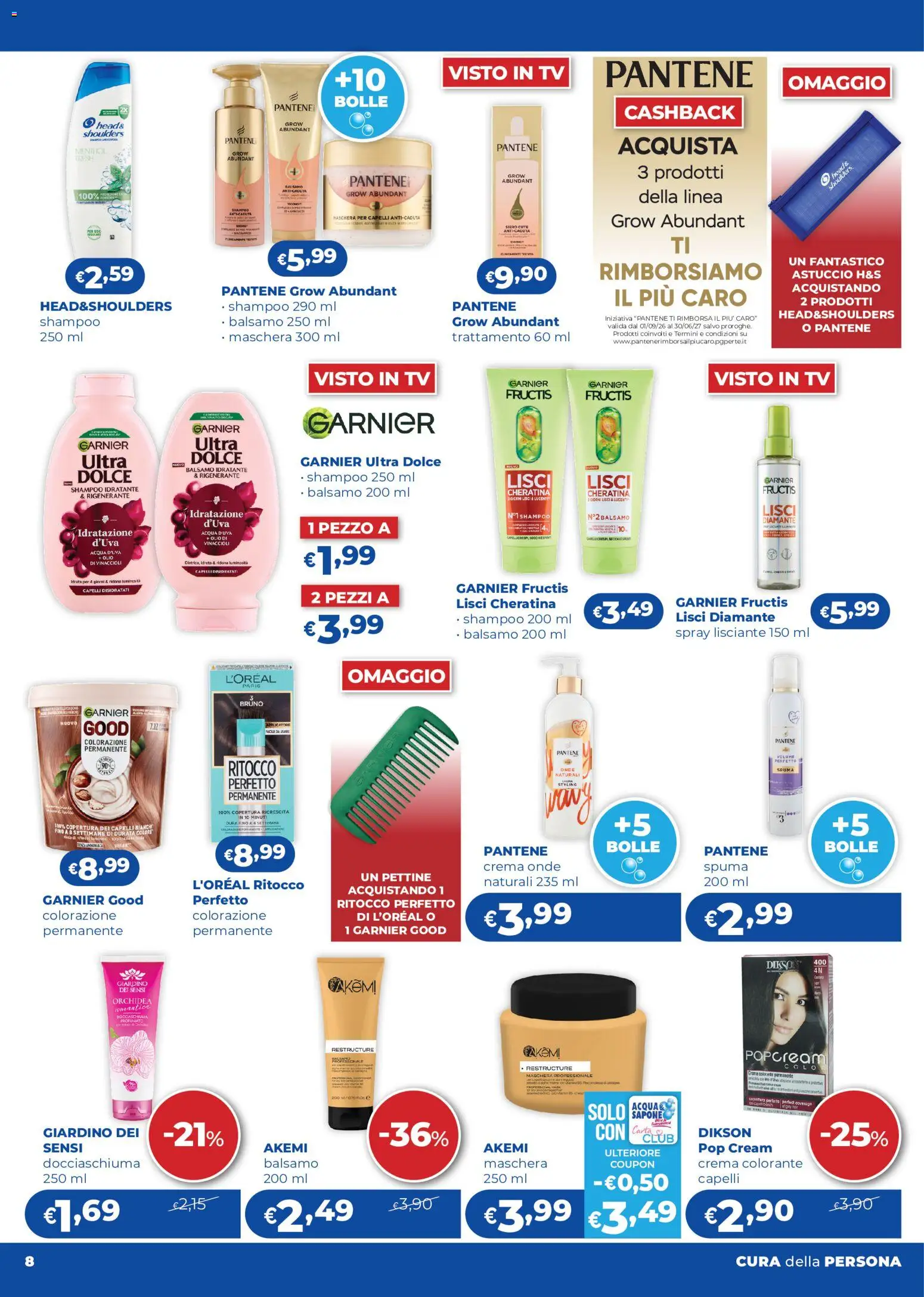 Volantino Acqua e Sapone del 03/08/2026 | Pagina: 8 | Prodotti: Balsamo, Crema, Caro, Acqua