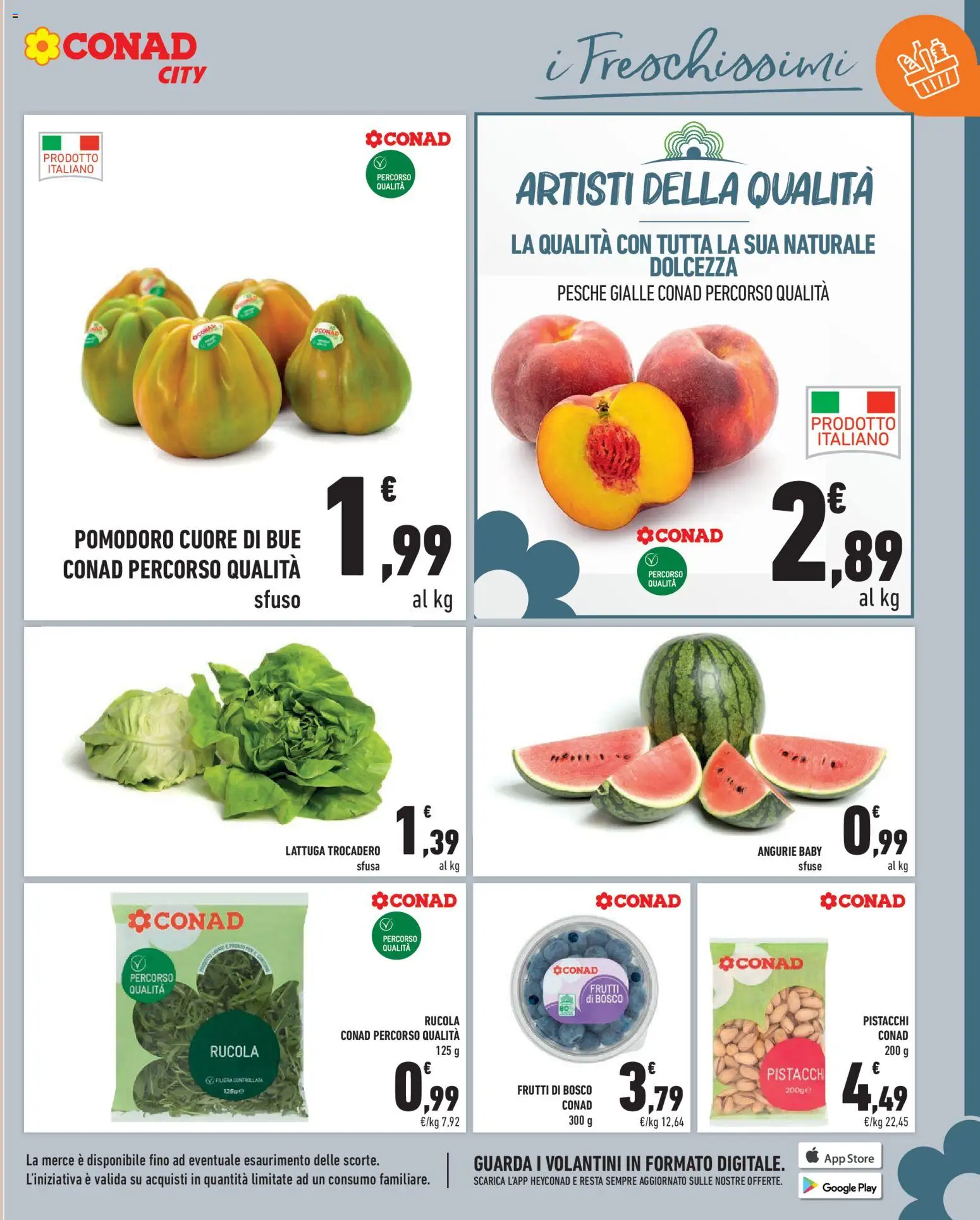 Volantino Conad del 03/07/2026 | Pagina: 9 | Prodotti: Rucola, Pomodoro, Pistacchi, Lattuga