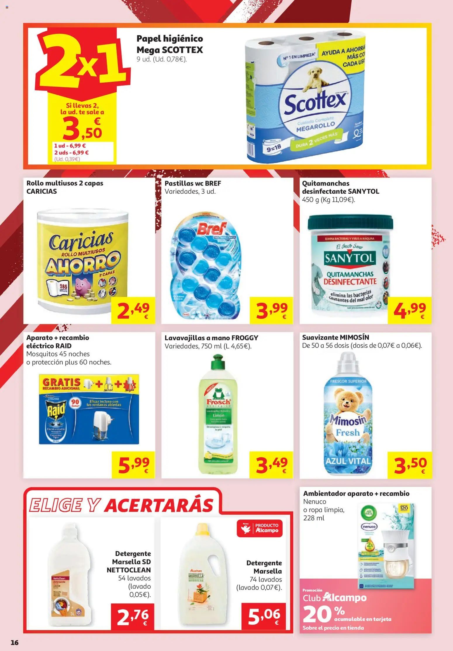 Alcampo folleto │ válido desde el 16.06.2026 | Página: 16 | Productos: Detergente, Papel higienico, Suavizante, Lavavajillas