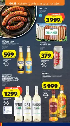GRANT'S WHISKY*, Triple Wood: 40 % alkoholtartalom vagy Summer Orange: 35 % alkoholtartalom, 0,7 l/üveg - amely érvényes a következő dátumtól: 18.06.2026 | Oldal: 20 | Termékek: Stella artois, Fehérbor, Whisky