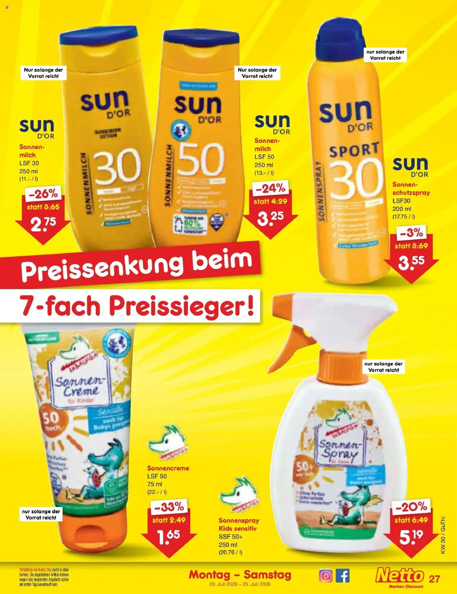 Netto Marken-Discount Prospekt Machern – gültig ab 20.07.2026 | Seite: 43 | Produkte: Milch, Creme, Sonnencreme