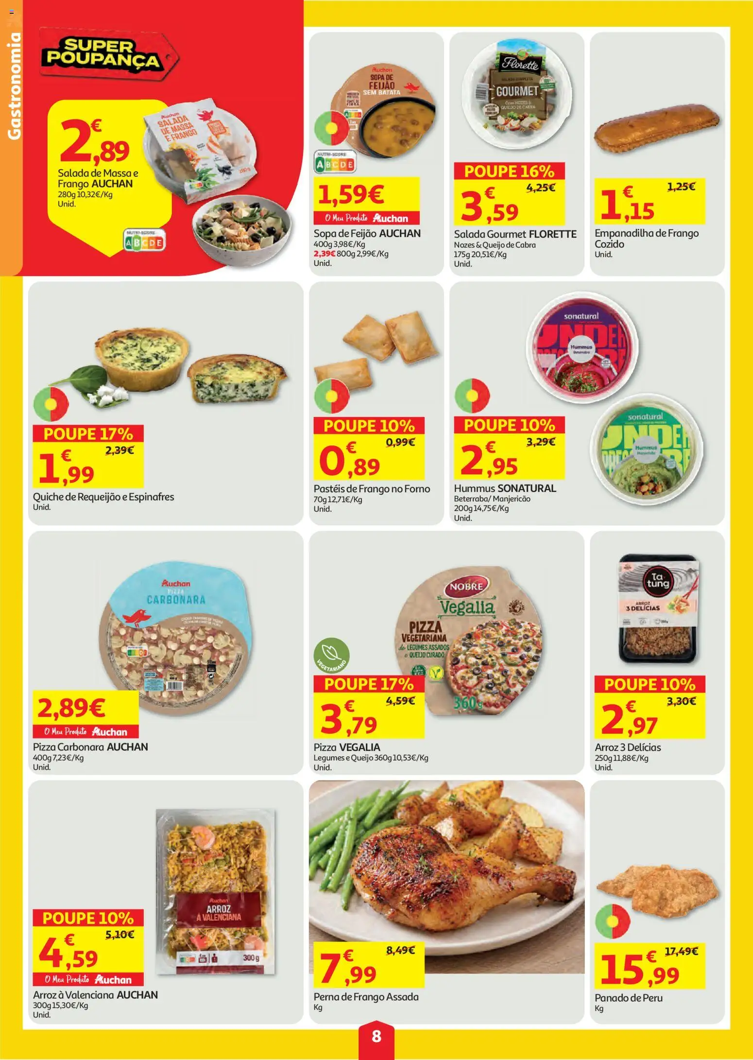 Auchan folheto │ válido de 06/08/2026 | Página: 8 | Produtos: Espinafres, Requeijão, Arroz, Nozes