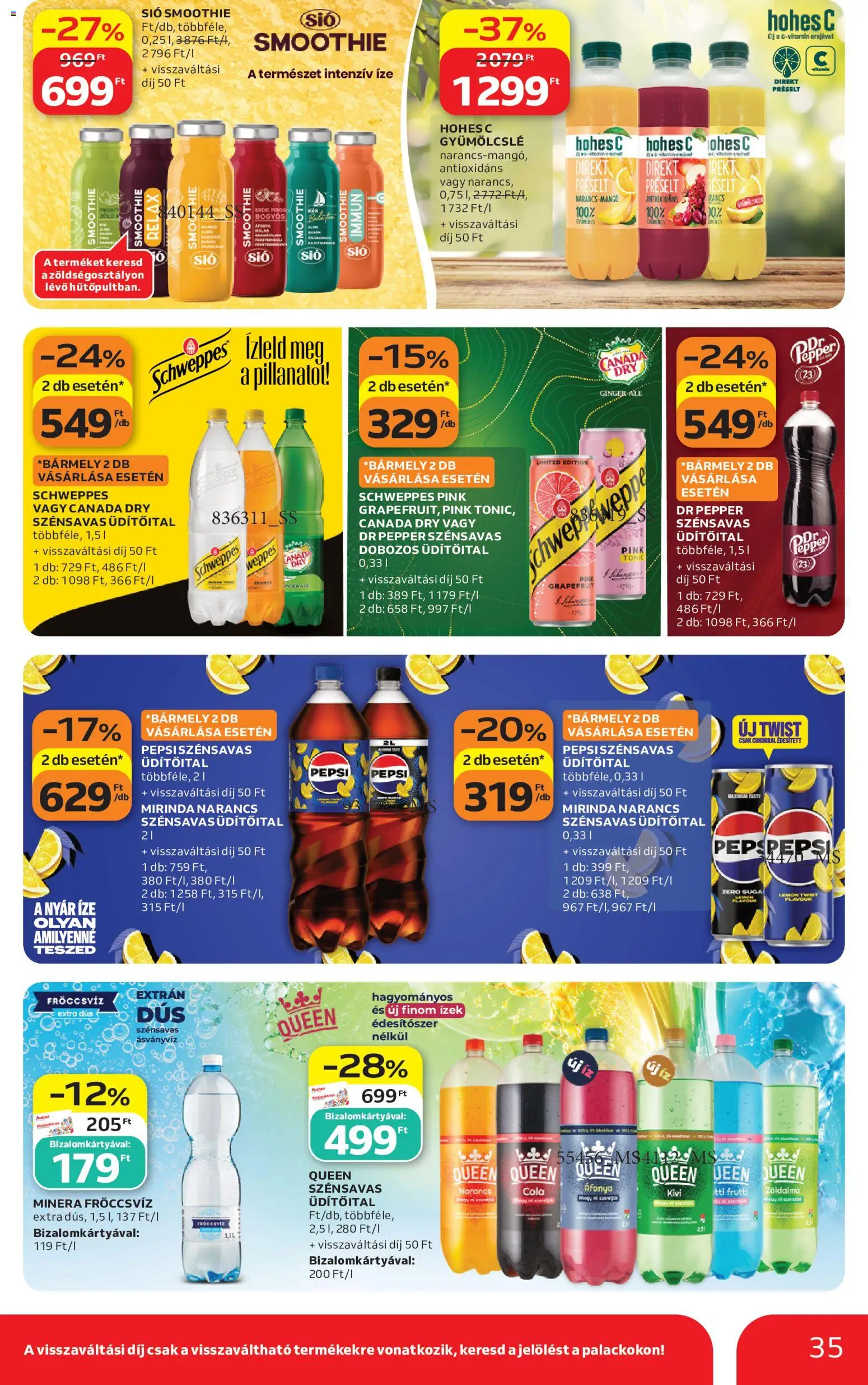 Auchan akciós ujság - amely érvényes a következő dátumtól: 2026.10.01. | Oldal: 35 | Termékek: Tonic, Vitamin, Pepsi, Hohes c
