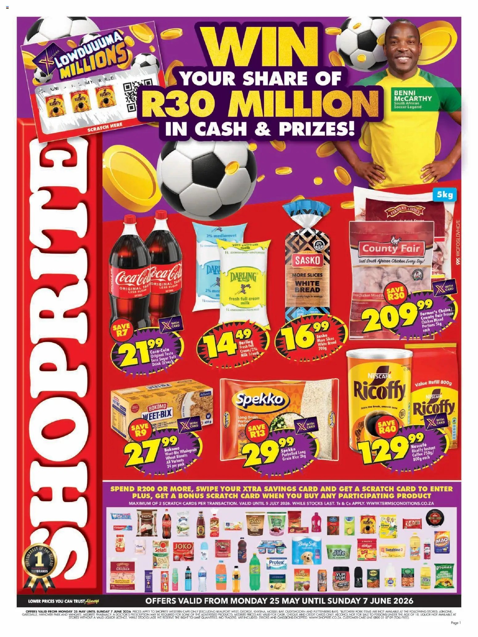 New Shoprite catalogue – valid from 25.05.2026 | Page: 1 | Products: Milk, Rice, Cream, Fruit