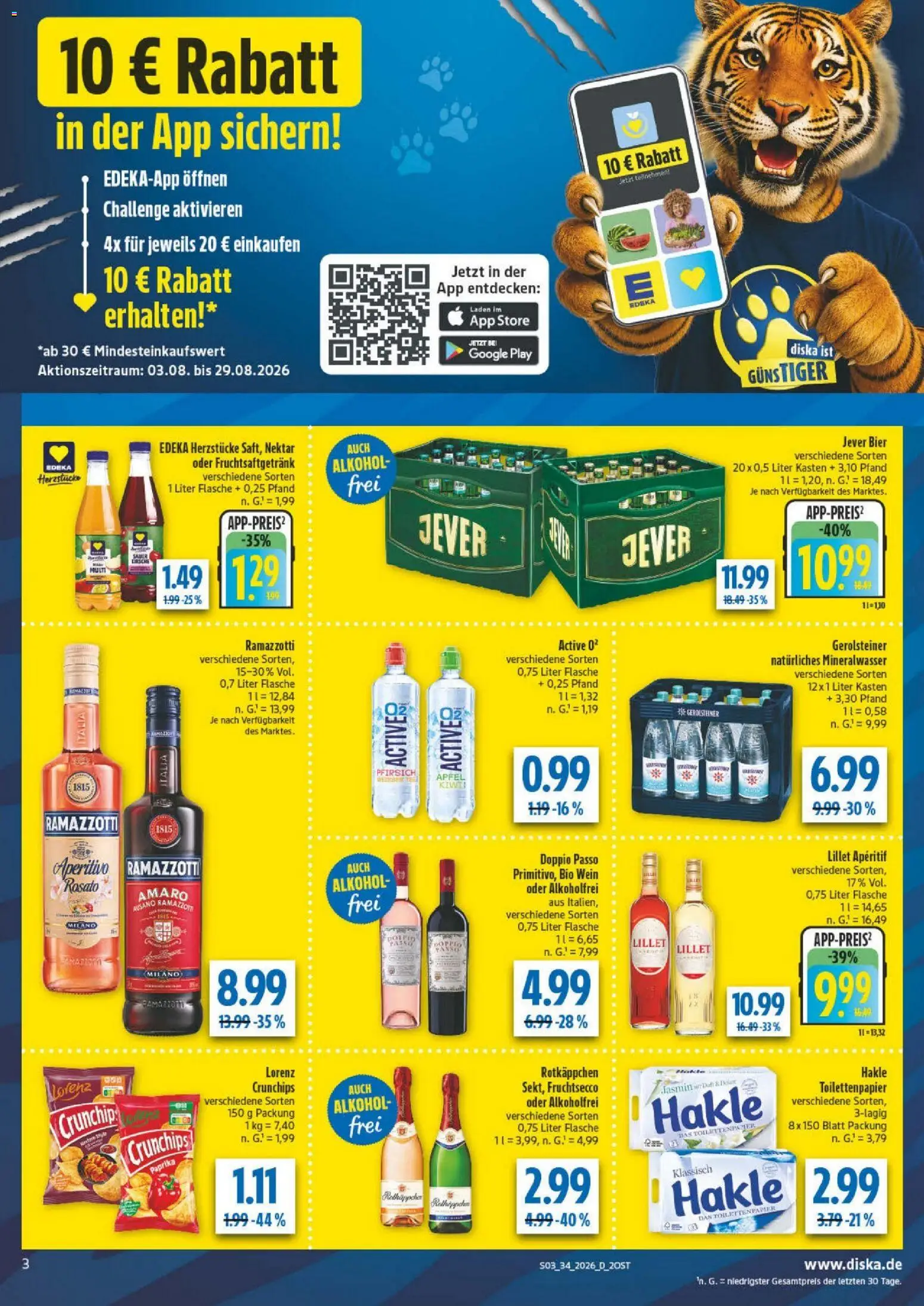 Diska - Diska Angebote Sachsen-Thüringen KW34 – gültig ab 17.08.2026 | Seite: 3 | Produkte: Bier, Alkohol, Doppio Passo, Tee