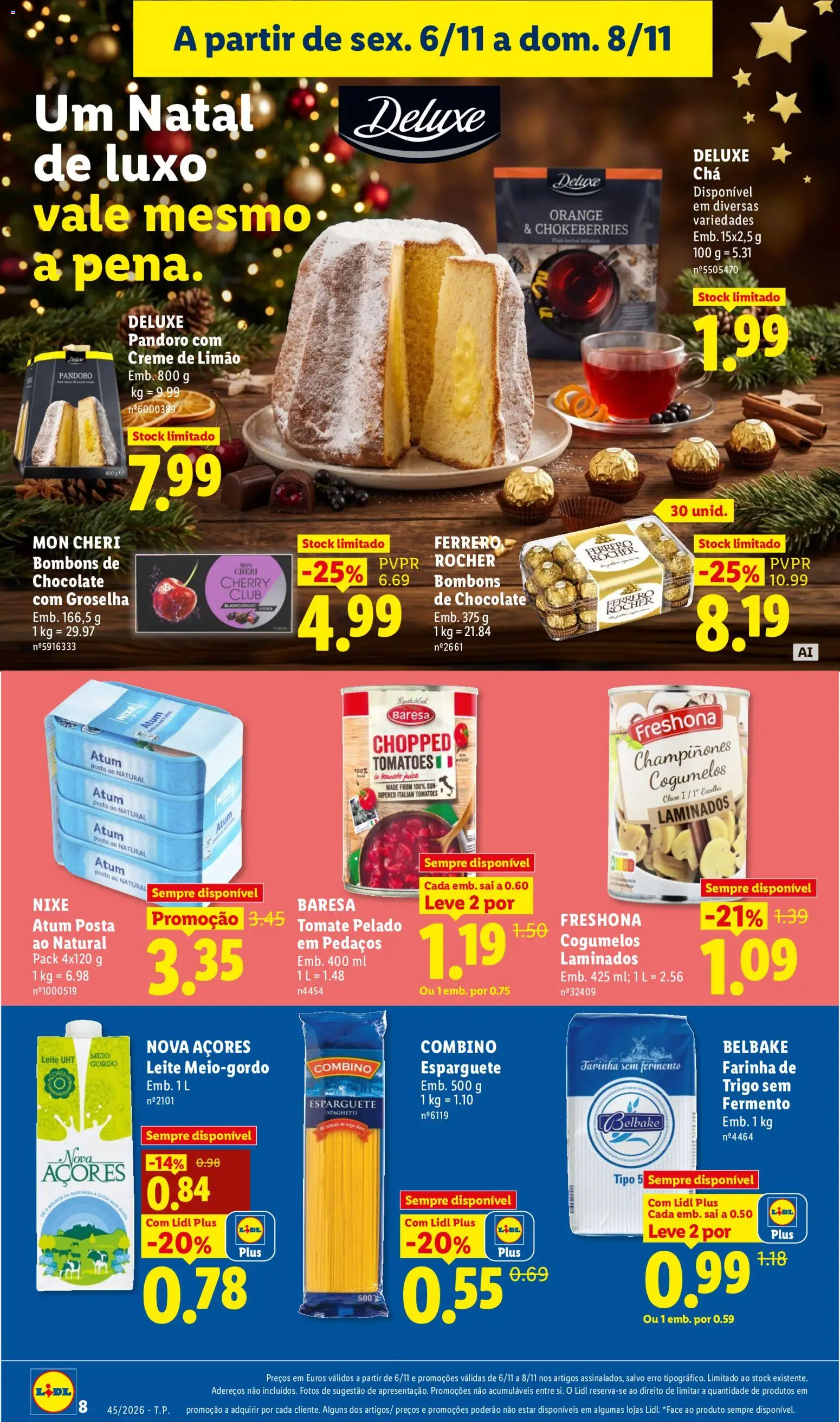 Lidl Promoções Fim de Semana │ válido de 06/11/2026 | Página: 8 | Produtos: Atum, Sêmola, Cogumelos, Vodka