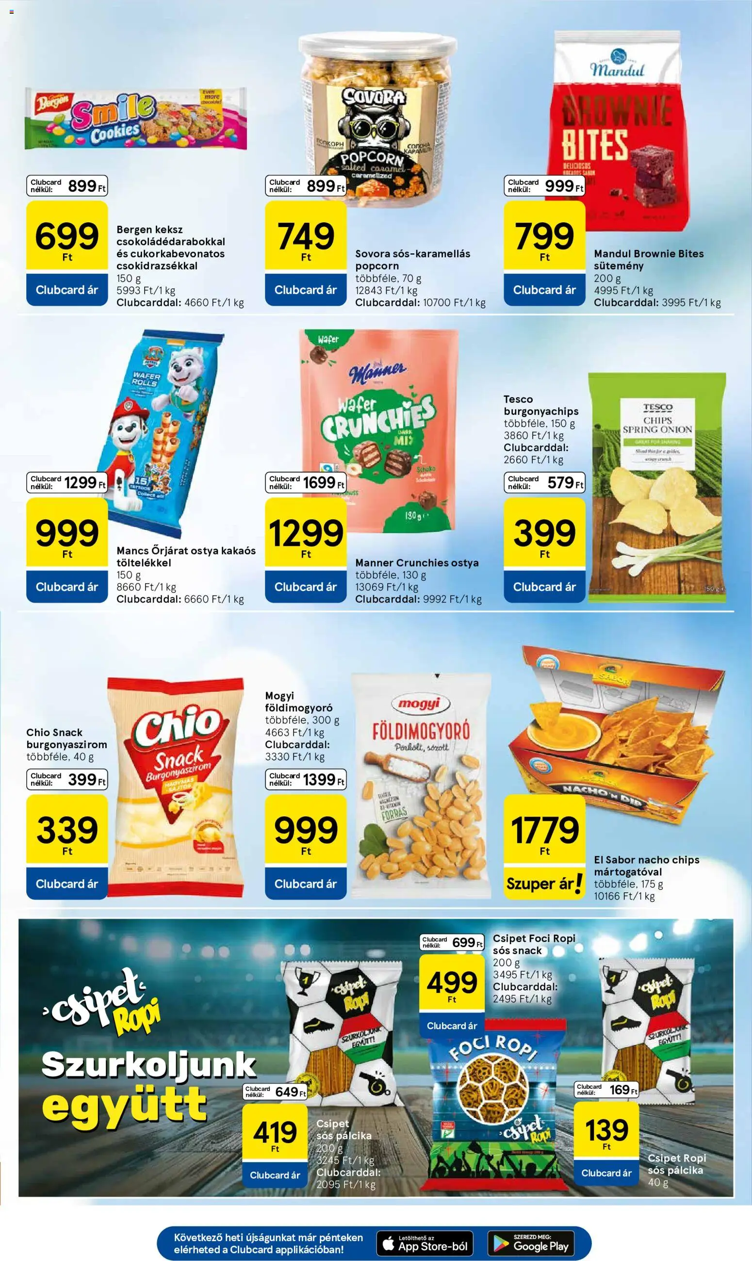 Tesco akciós ujság - amely érvényes a következő dátumtól: 28.05.2026 | Oldal: 23 | Termékek: Sós pálcika, Popcorn, Ropi, Földimogyoró