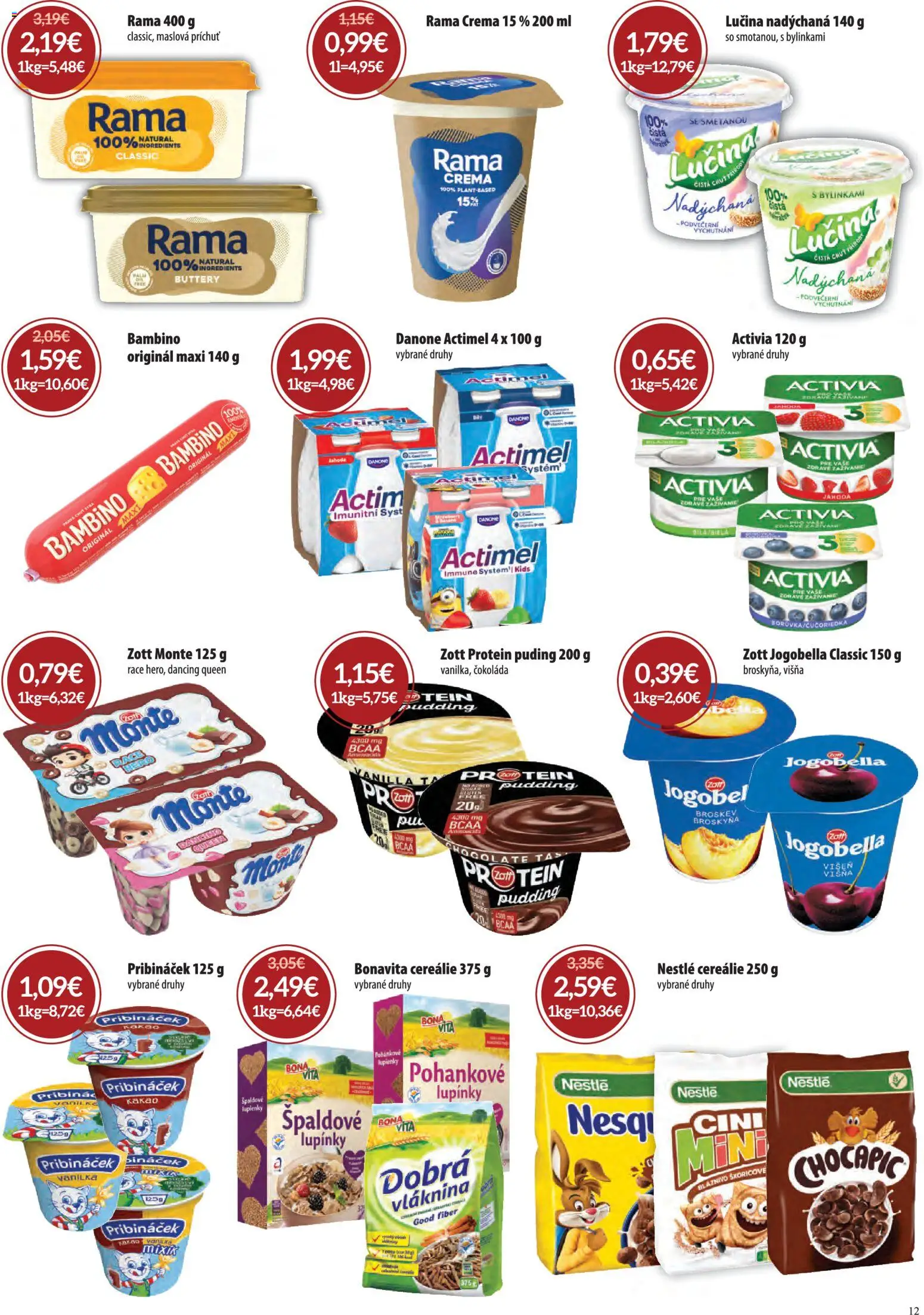 Nové Nitrazdroj akcie – leták je platný od 06.08.2026 | Strana: 12 | Produkty: Čokoláda, Cereálie, Rama, Kakao