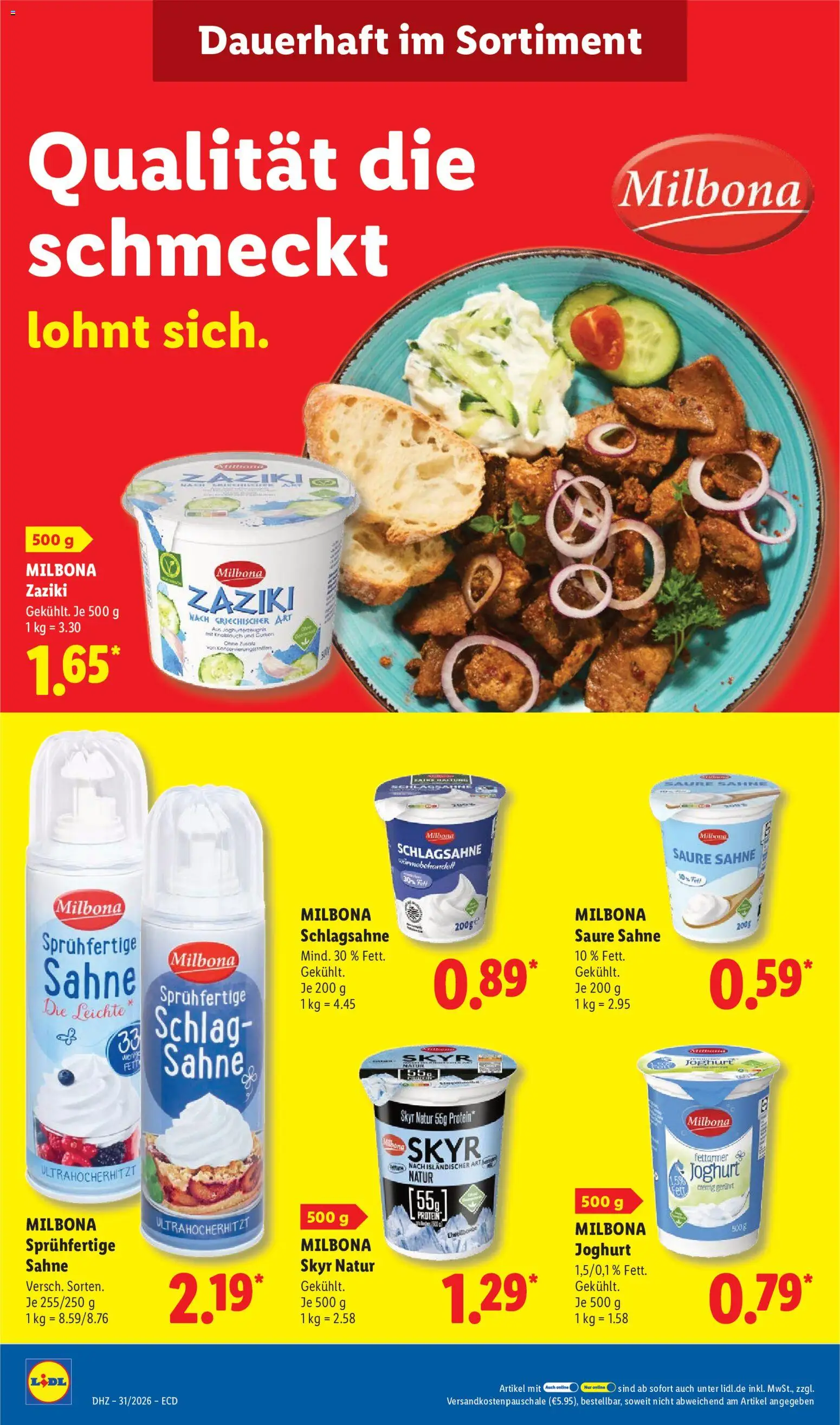 Lidl Prospekt – gültig ab 27.07.2026 | Seite: 24 | Produkte: Schlagsahne, Joghurt, Skyr, Sahne