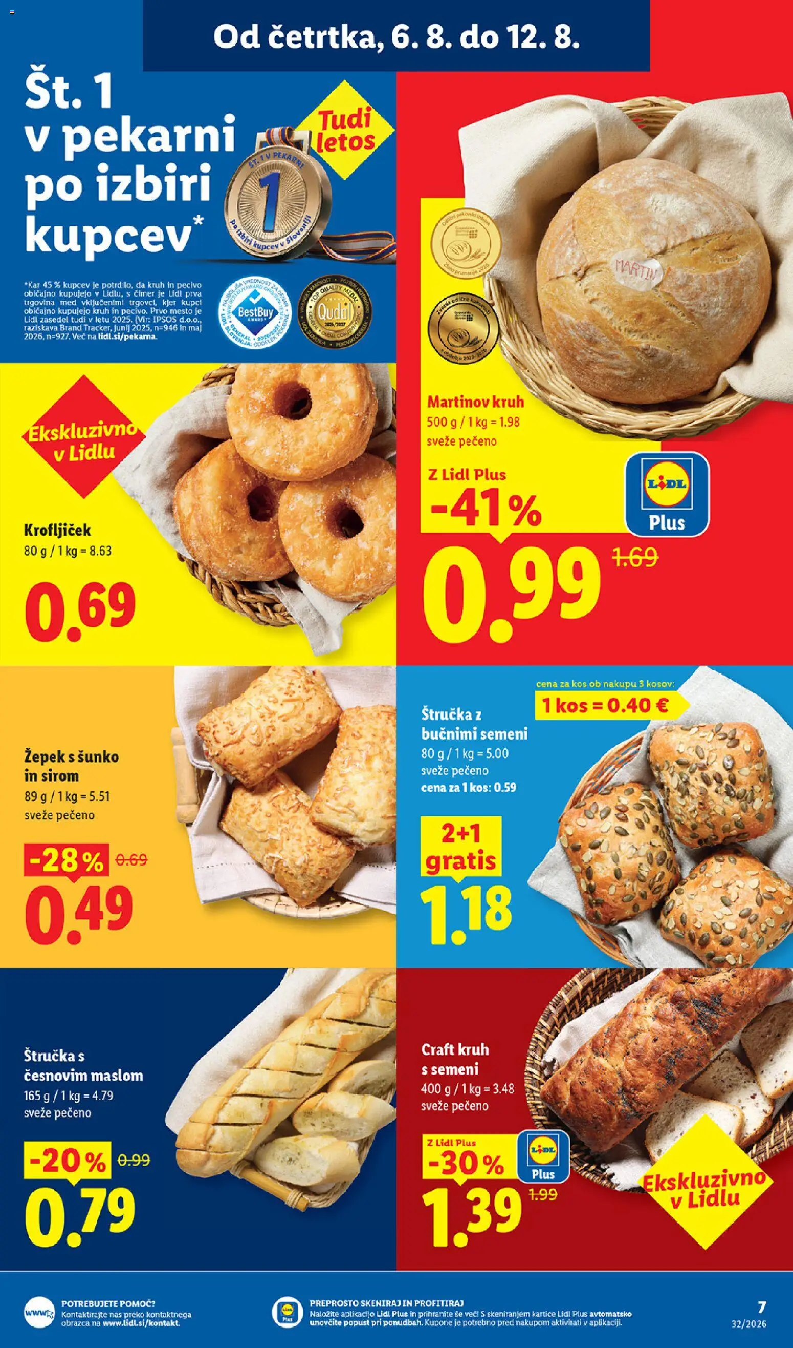 Novi Lidl katalog ponudbe – veljaven od 06.08.2026 | Stran: 7 | Izdelki: Štručka, Kos, Kruh