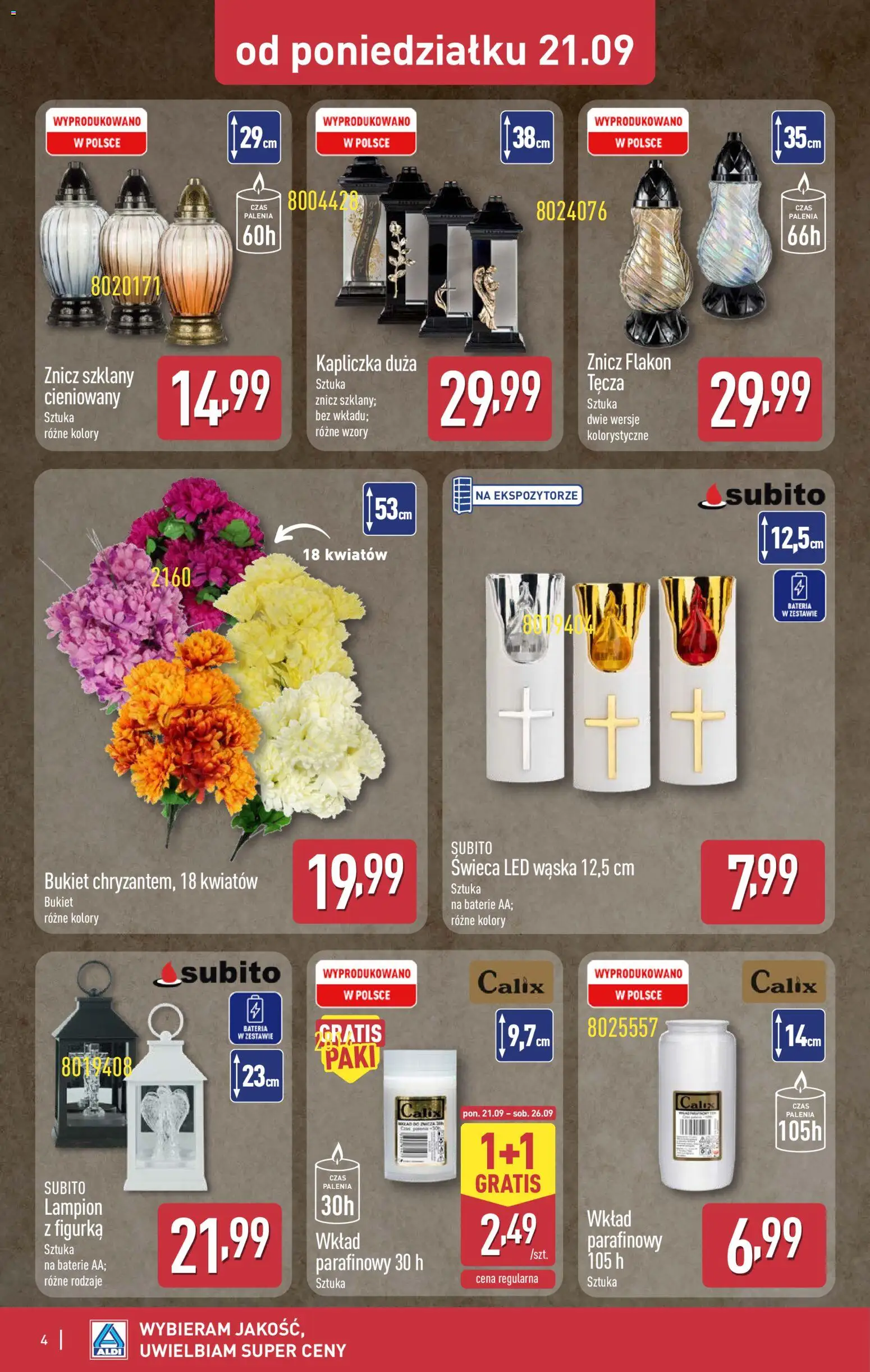 Aldi Polsko leták - Artykuły przemysłowe i tekstylia od 23.09.2026 | Strana: 4 | Produkty: Lampión, Baterie, LED