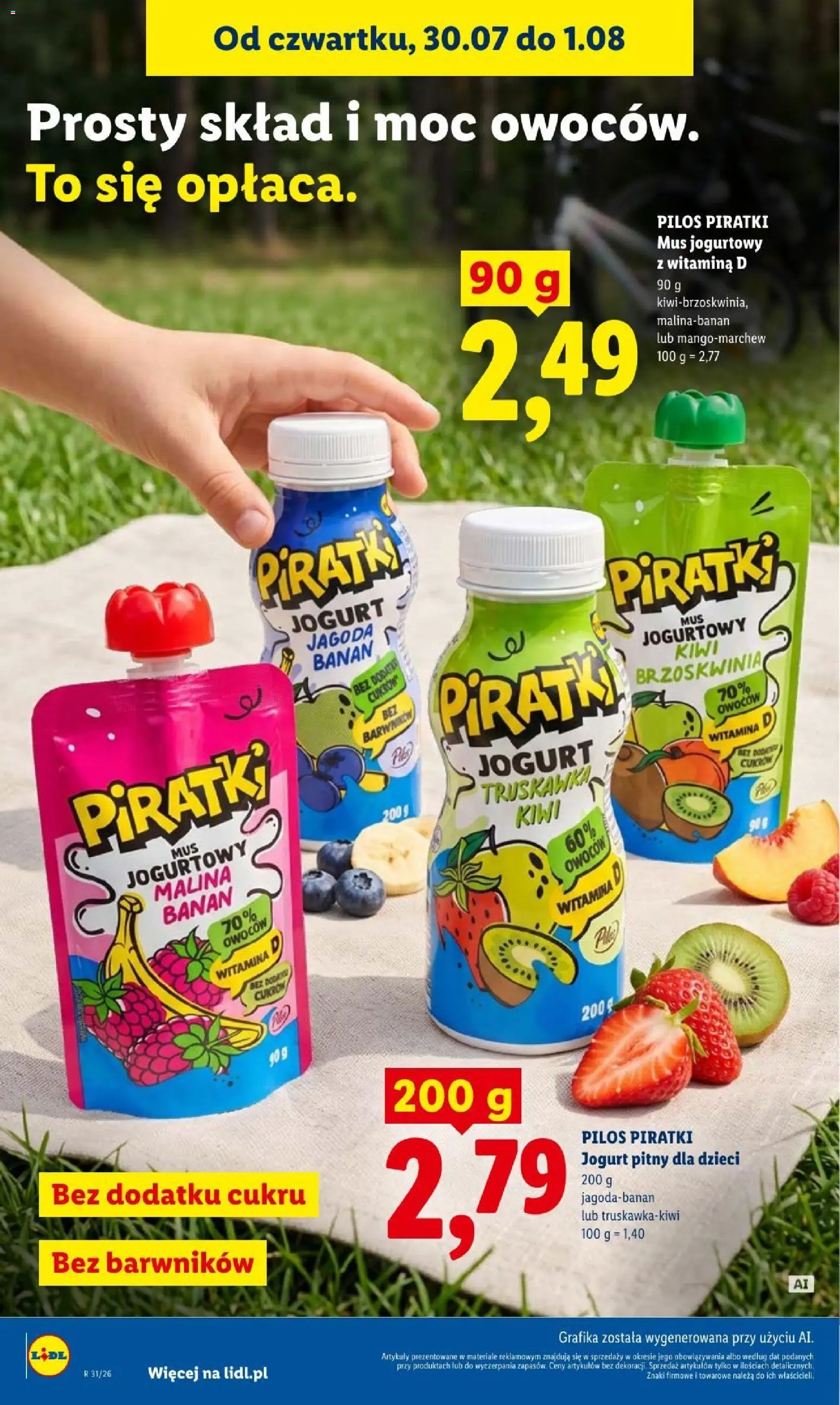 Lidl gazetka od 30.07.2026 | Strona: 70 | Produkty: Brzoskwinia, Malina, Banan, Kiwi