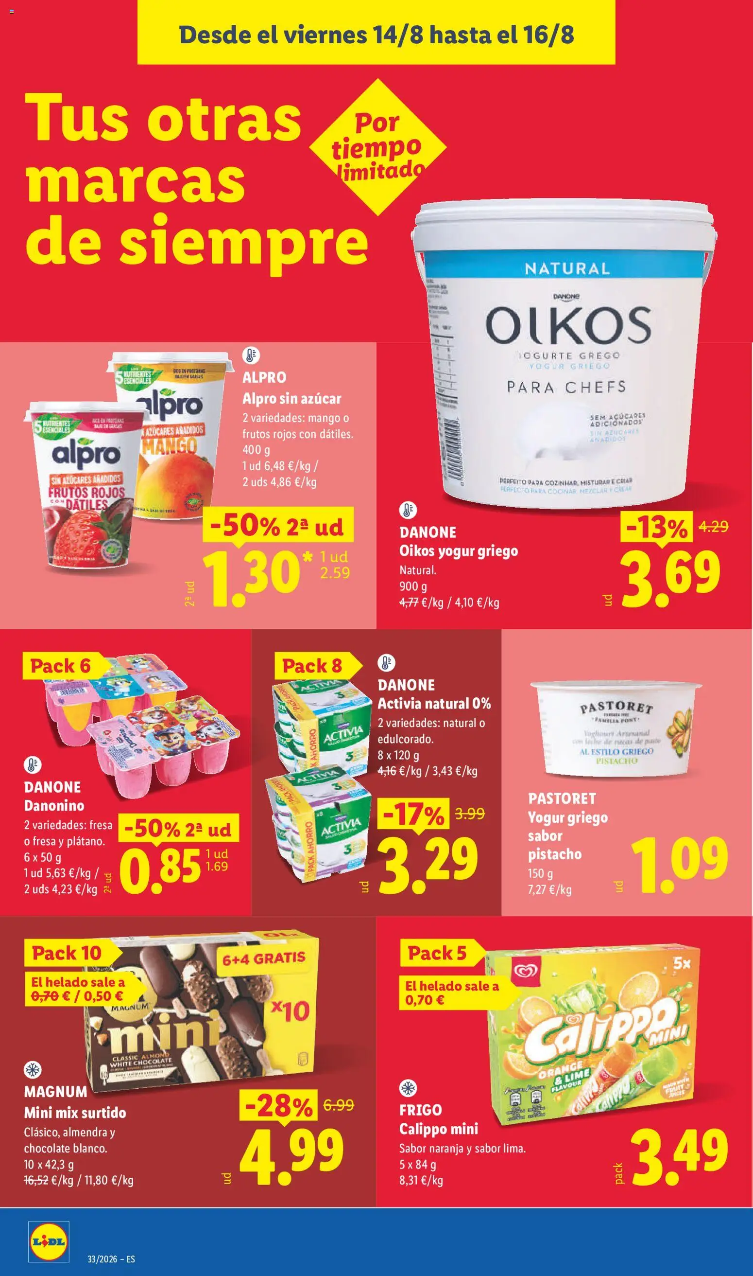 Lidl folleto │ válido desde el 10/08/2026 | Página: 54 | Productos: Yogur, Yogur griego, Magnum, Azúcar
