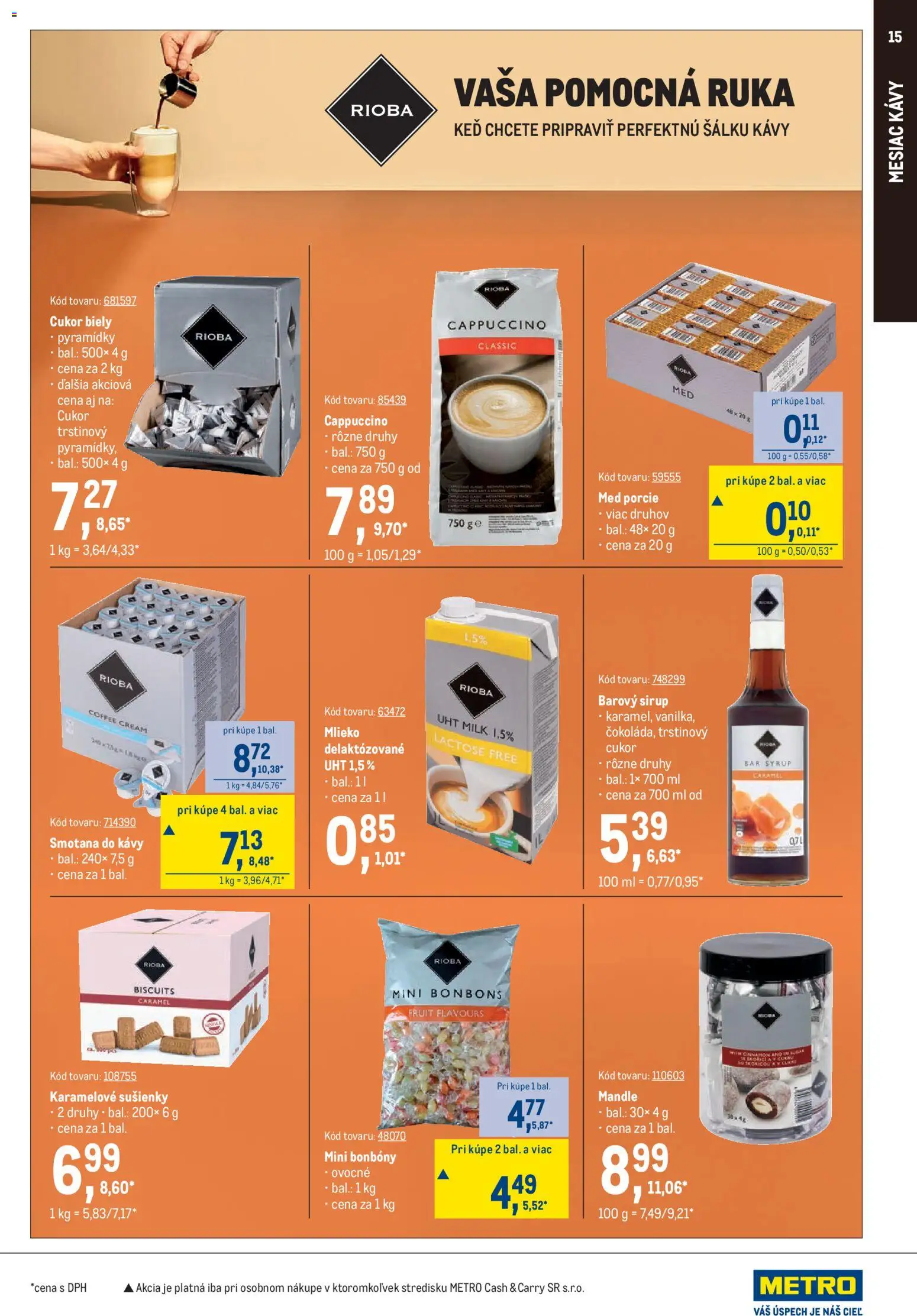Nové Metro akcie – leták je platný od 09.09.2026 | Strana: 15 | Produkty: Smotana, Cukor, Med, Trstinový cukor